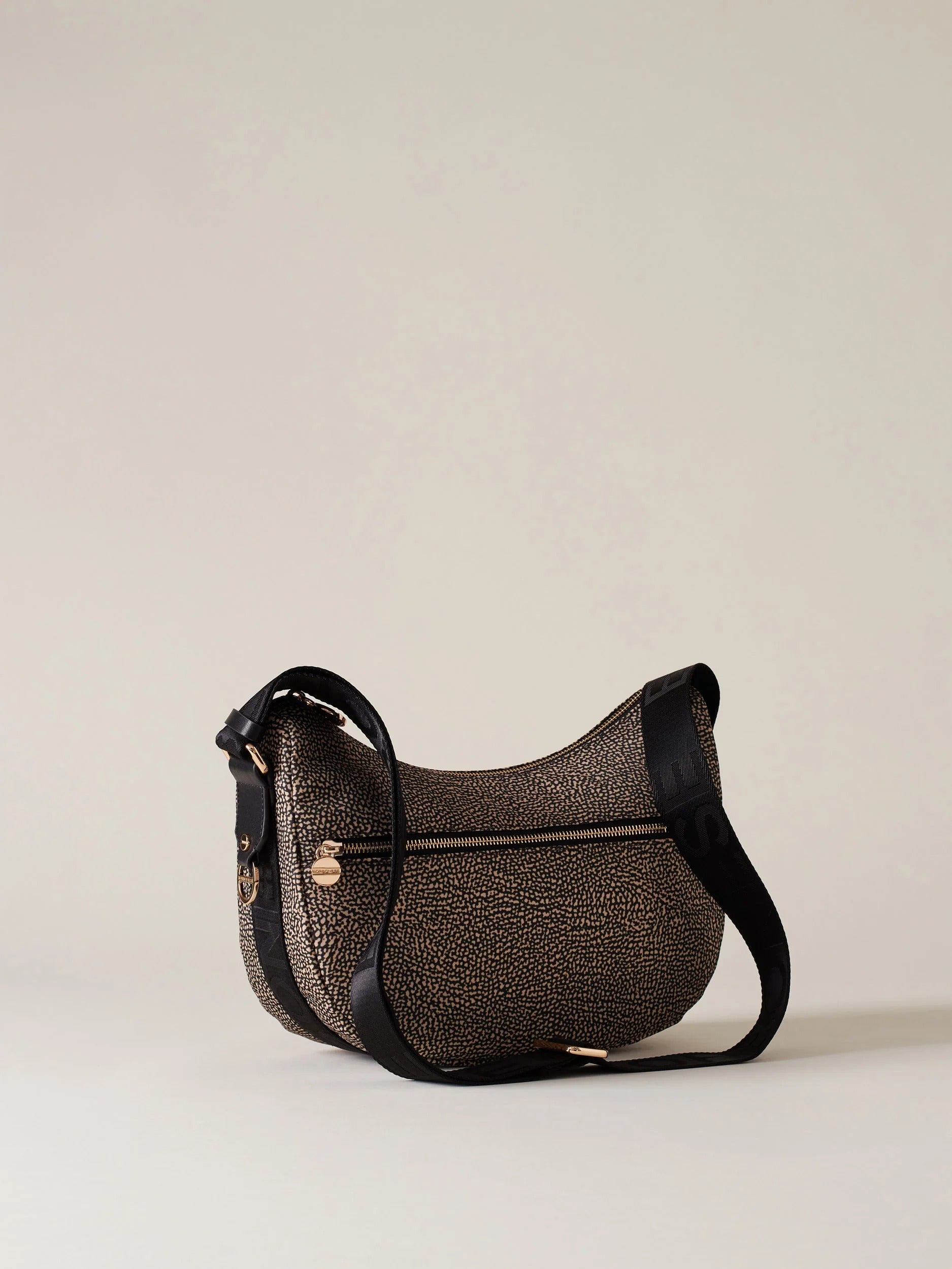 BORBONESE BORSA LUNA SMALL-Op Naturale/Nero