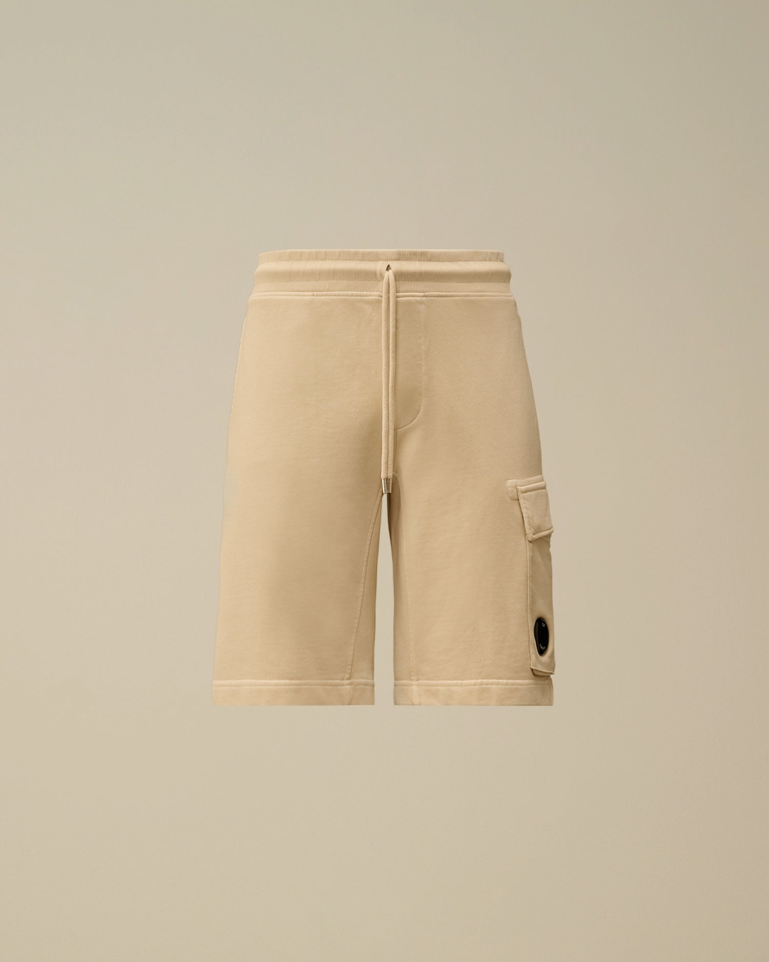 C.P. COMPANY Bermuda Uomo Cargo Cotone Diagonale Logo Lente-Frozen Dew White