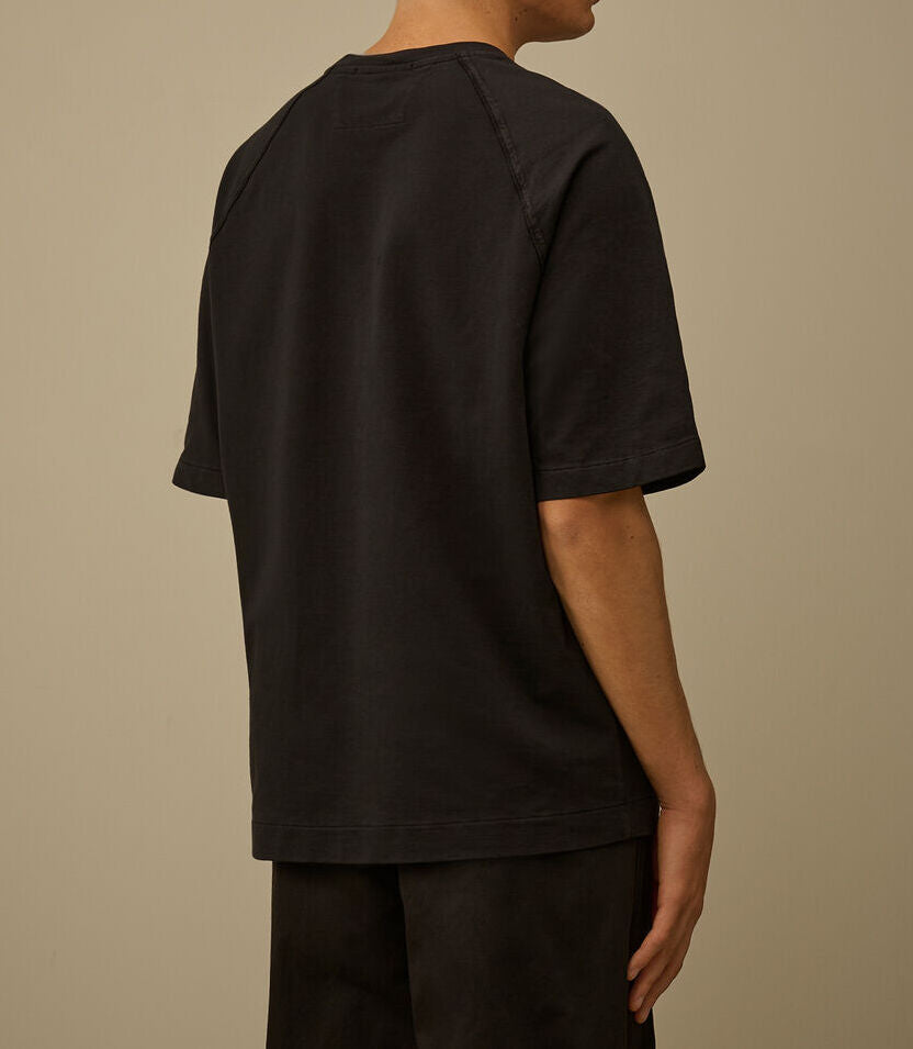 C.P. COMPANY Felpa Uomo Maniche Corte Logo Lente-Black