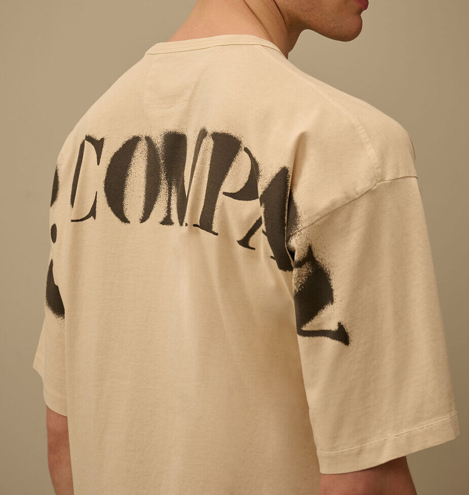 C.P. COMPANY T-Shirt Uomo 1020 Jersey Stencil-Frozen Dew White