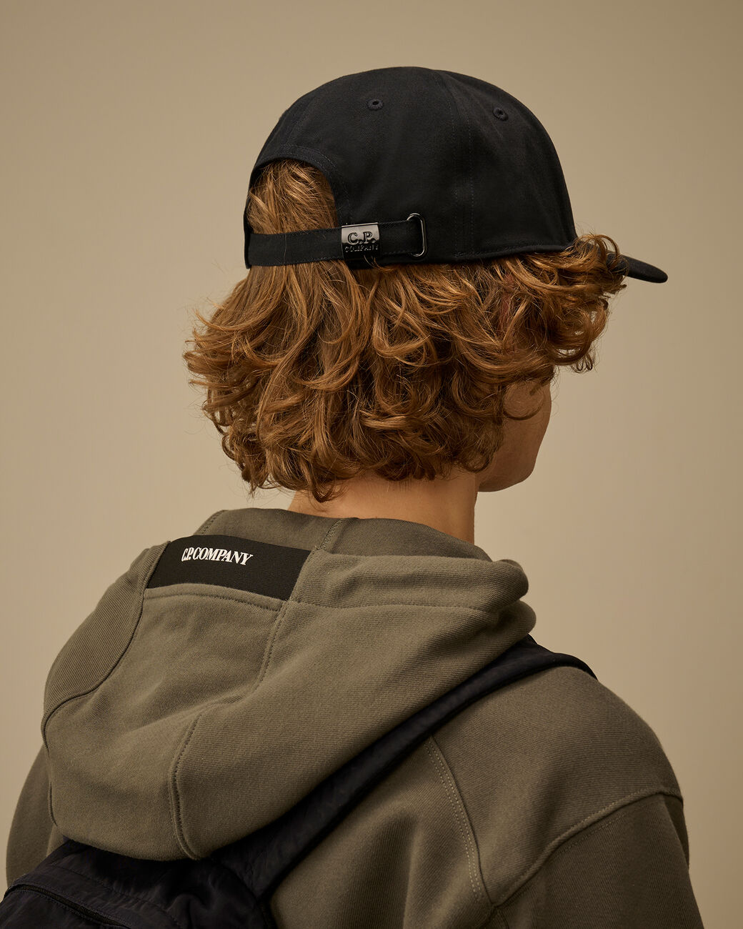 C.P. COMPANY Cappello Baseball Gabardina Logo Ricamato-Total Eclipse
