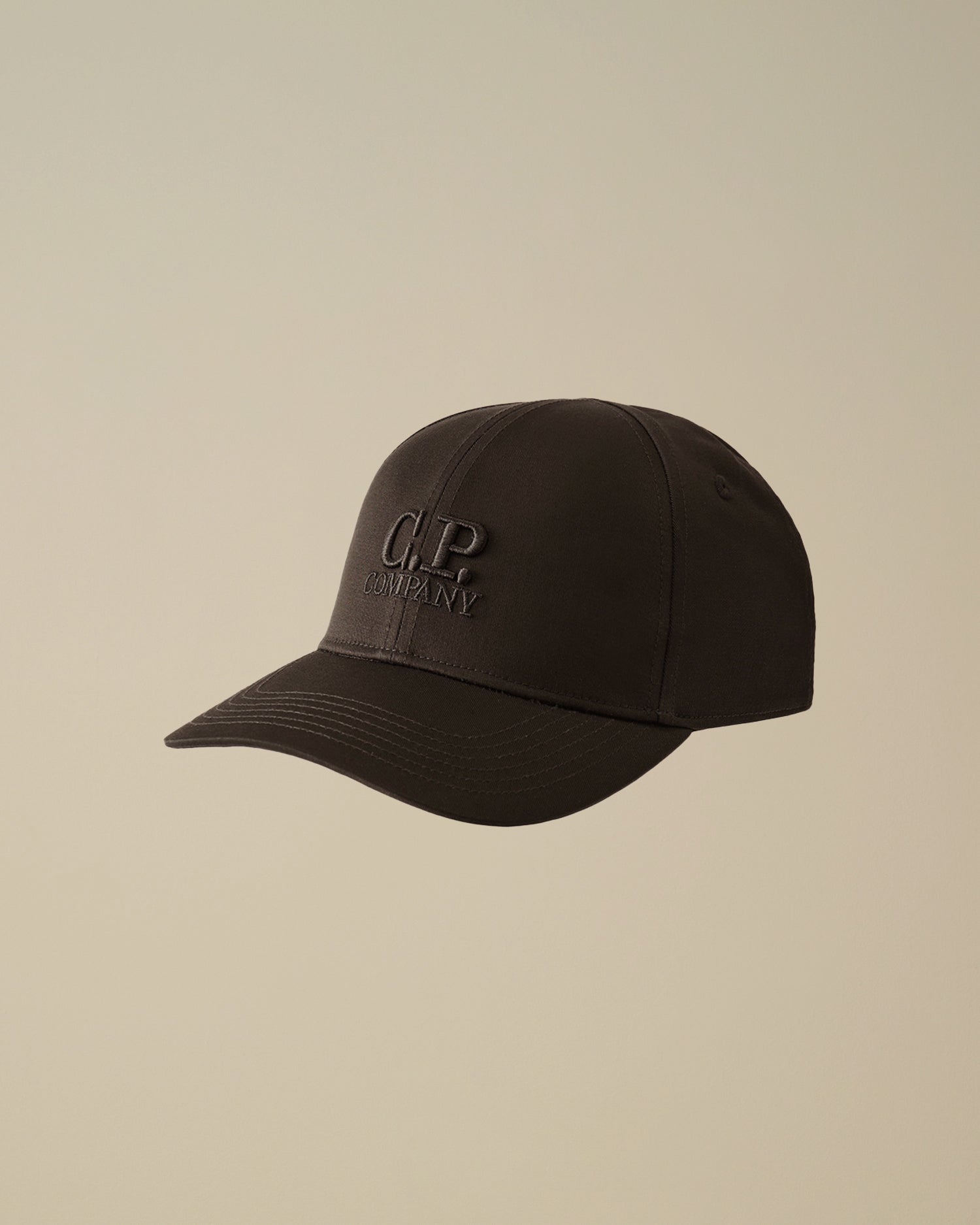 C.P. COMPANY Cappello Baseball Gabardina Logo Ricamato-Black