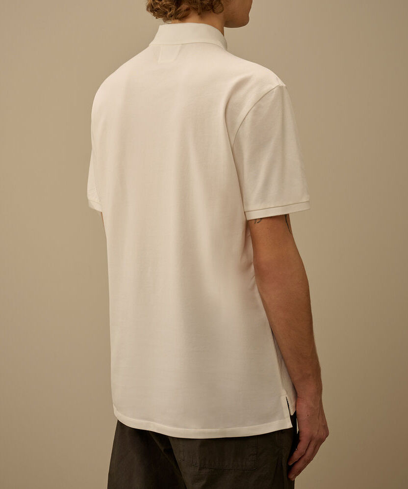 C.P. COMPANY Polo Uomo Piquet Stretch-Gauze White