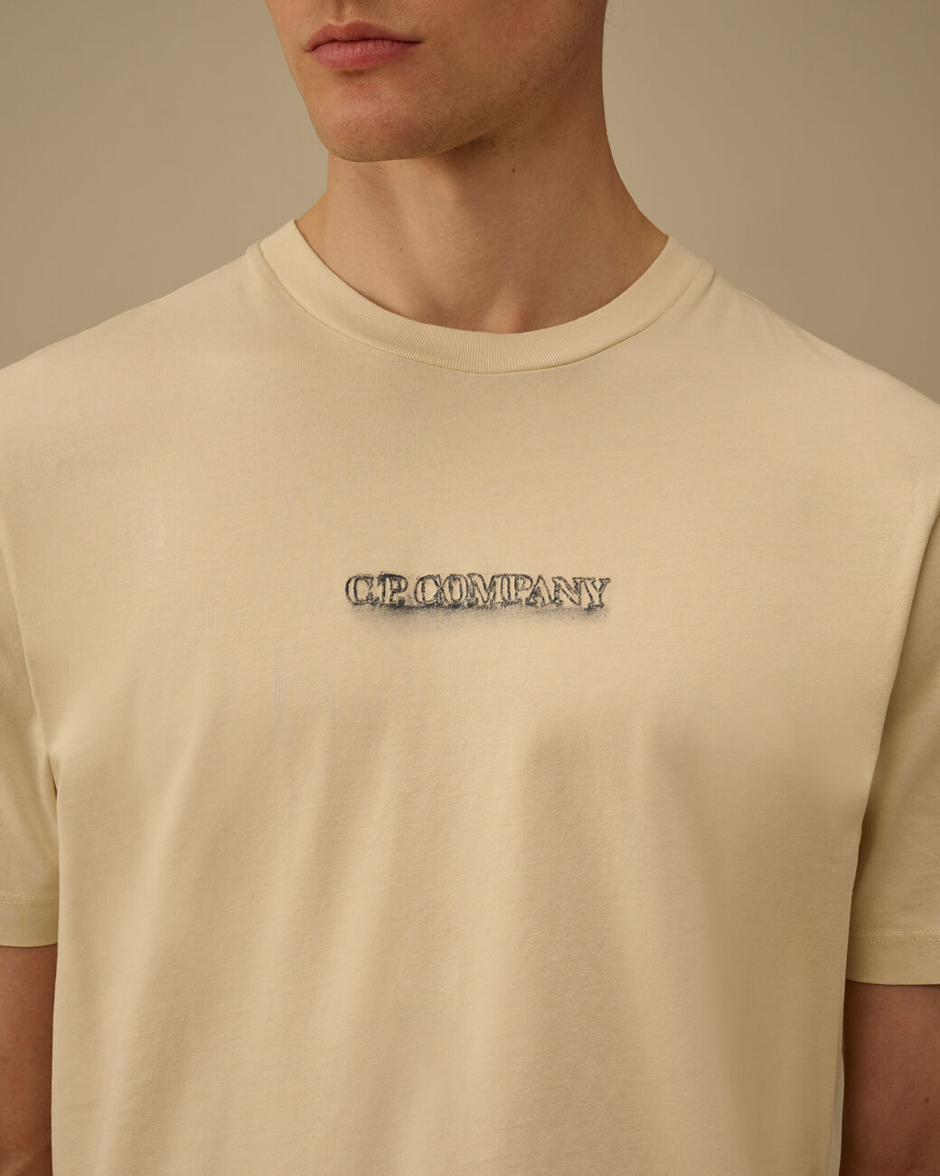 C.P. COMPANY T-shirt Uomo 24/1 Jersey Logo-Frozen Dew White