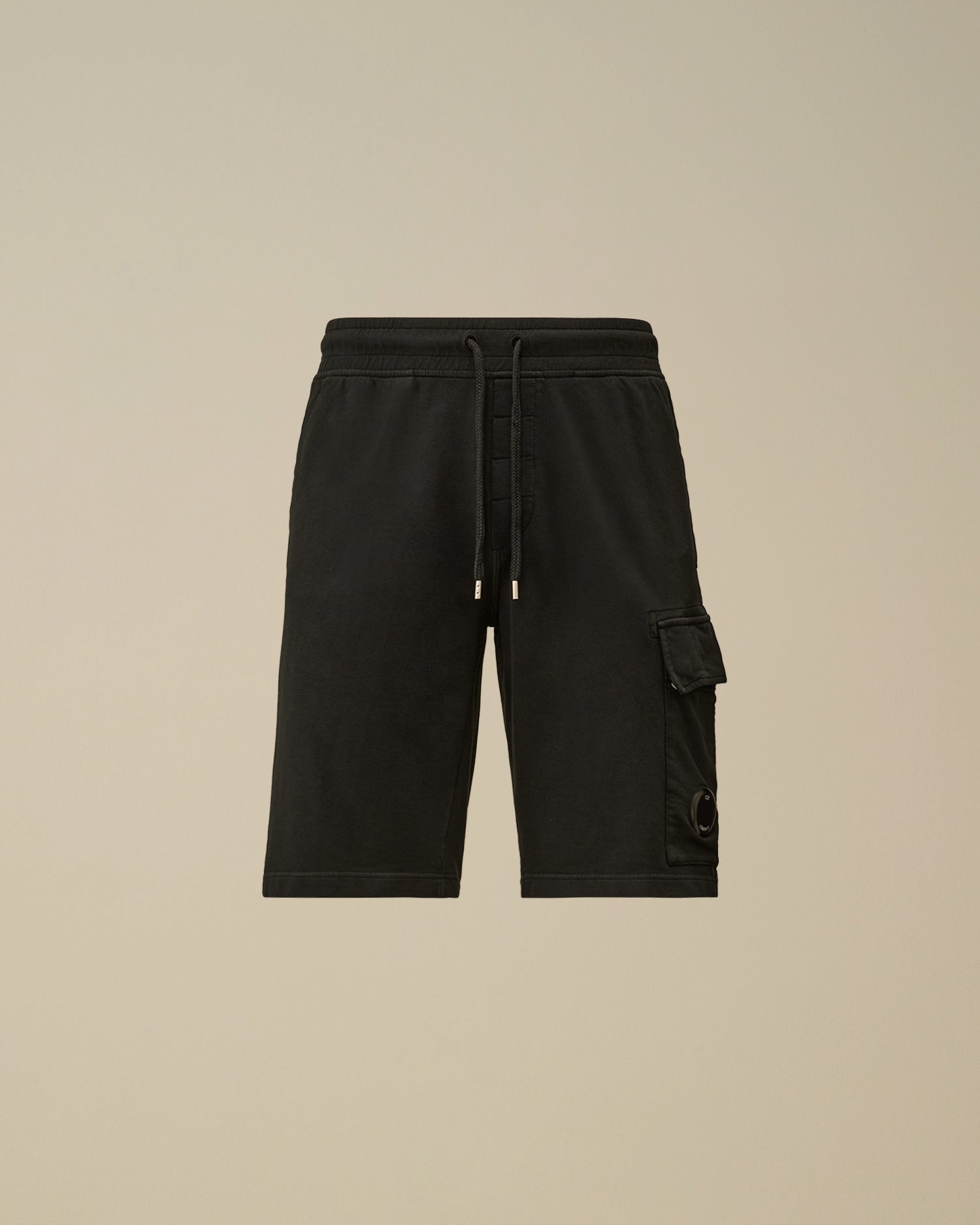 C.P. COMPANY Bermuda Uomo Cargo Felpa Leggera Logo Lente-Black