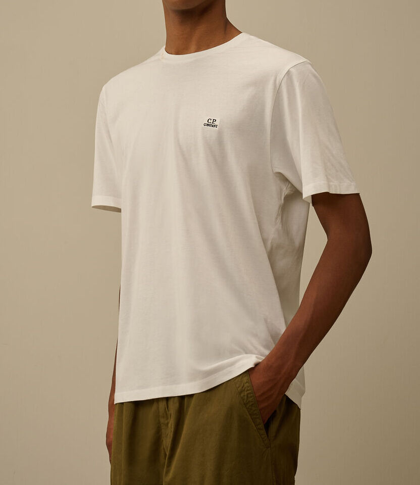 C.P. COMPANY T-shirt Uomo 30/1 Jersey Logo Patch-Gauze White