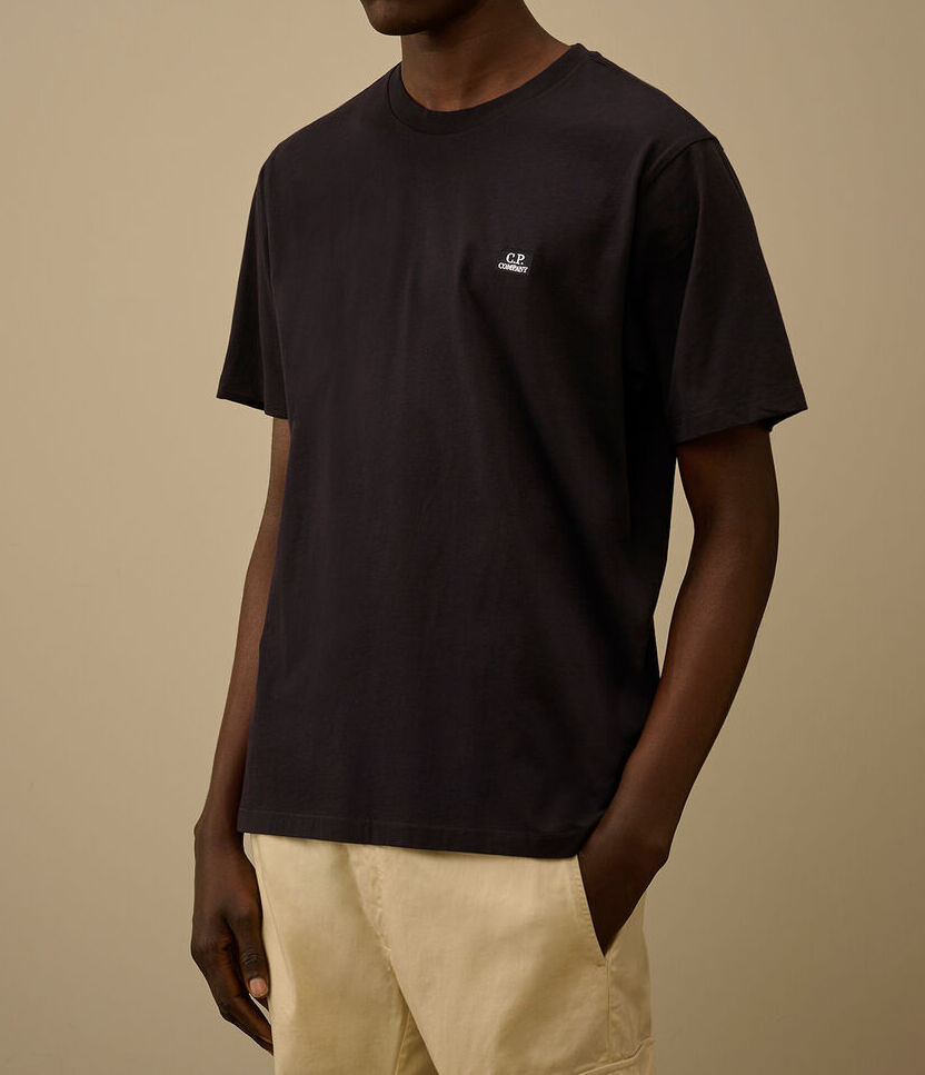 C.P. COMPANY T-shirt Uomo 30/1 Jersey Logo Patch-Total Eclipse