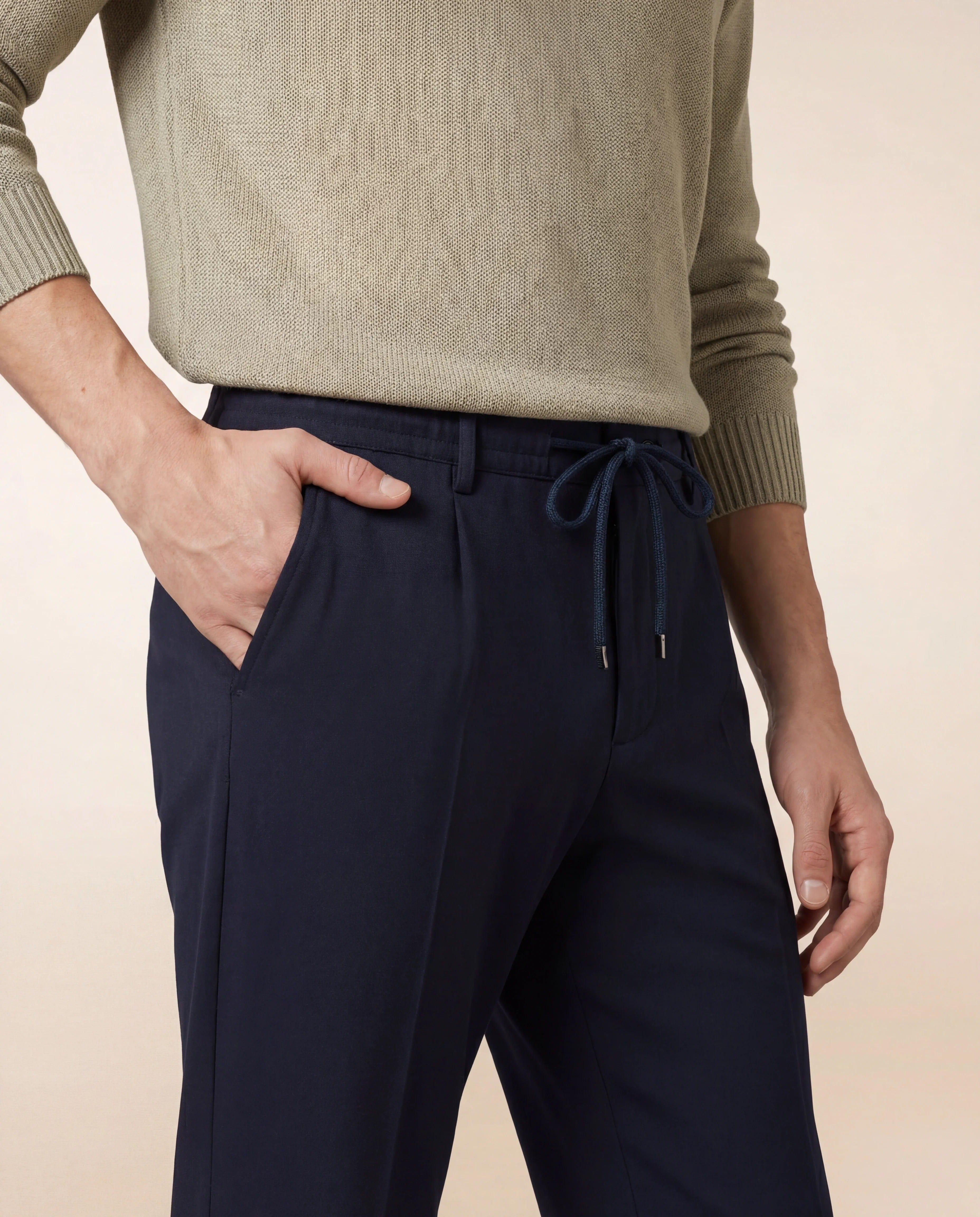 CRUNA Pantalone Uomo MITTE Tela Lana-Notte