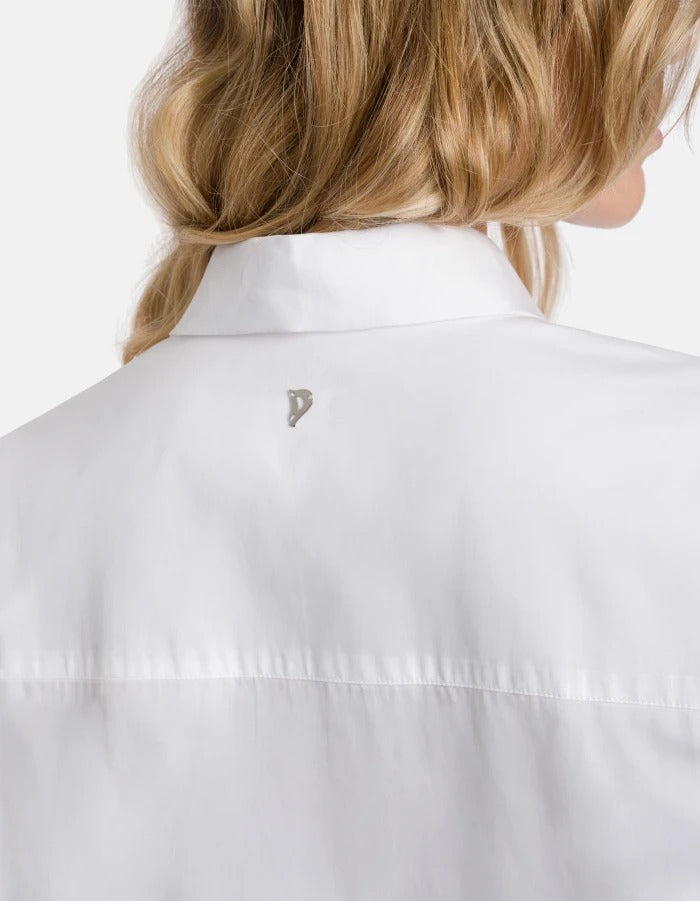 DONDUP Camicia Donna Boxy Gabardina Cotone-Bianco