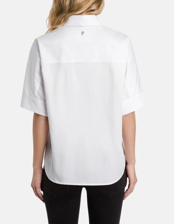 DONDUP Camicia Donna Boxy Gabardina Cotone-Bianco
