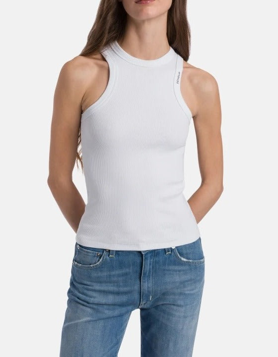 DONDUP Canotta Donna Costina Logo-Bianco