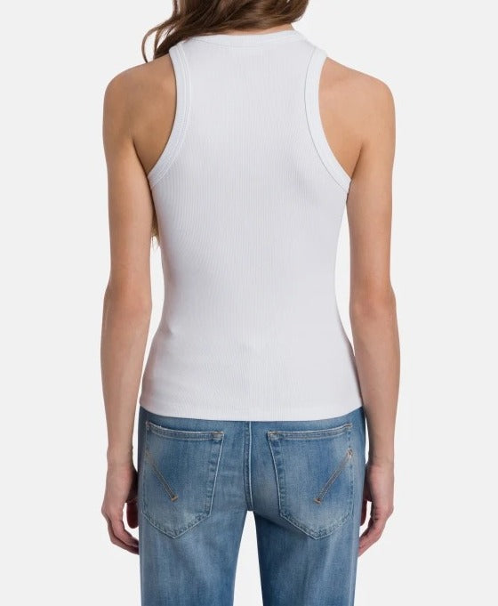 DONDUP Canotta Donna Costina Logo-Bianco