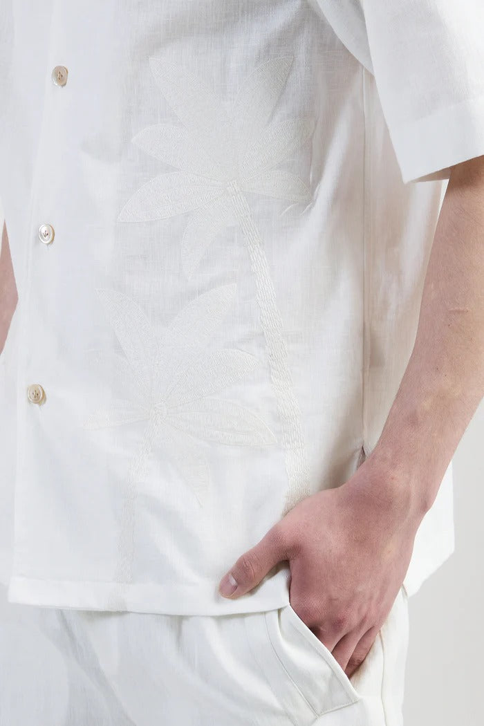 ELEVENTY Camicia Uomo Cotone Ricami-Bianco Beige
