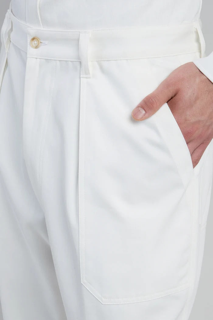 ELEVENTY Pantalone Uomo Cotone Tasche Fatigue-Bianco