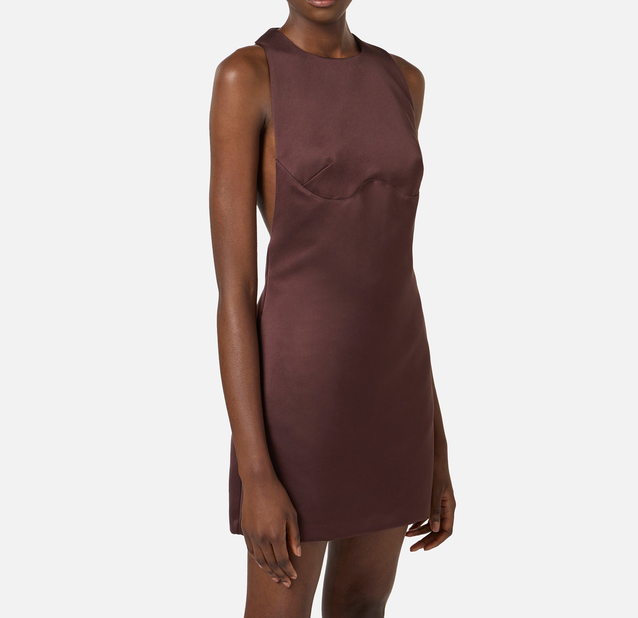 ELISABETTA FRANCHI Abito Corto Duchesse Collana-Cacao