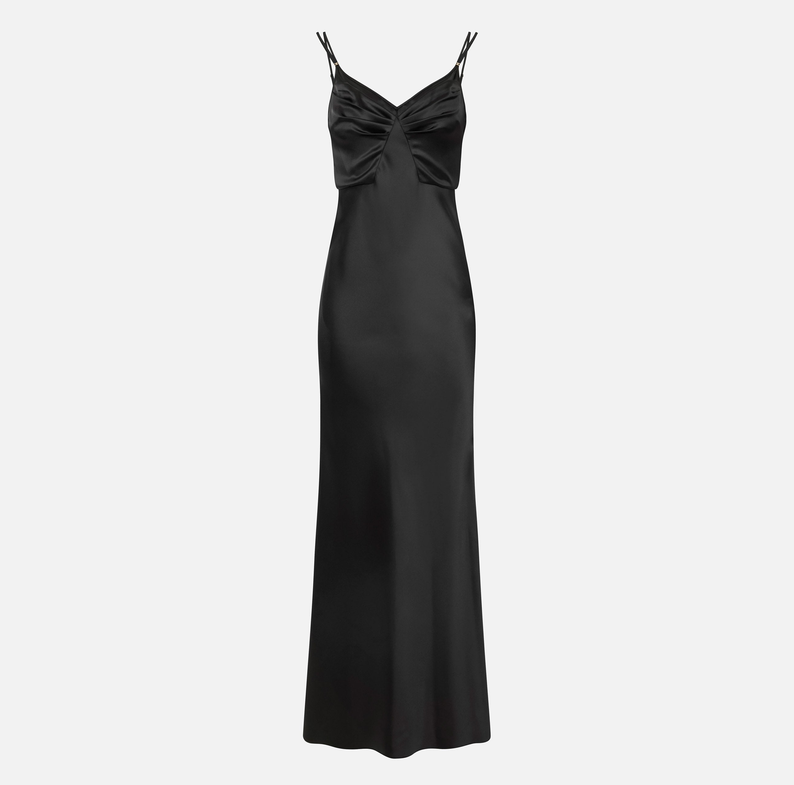 ELISABETTA FRANCHI Abito Red Carpet Raso Sirena-Nero