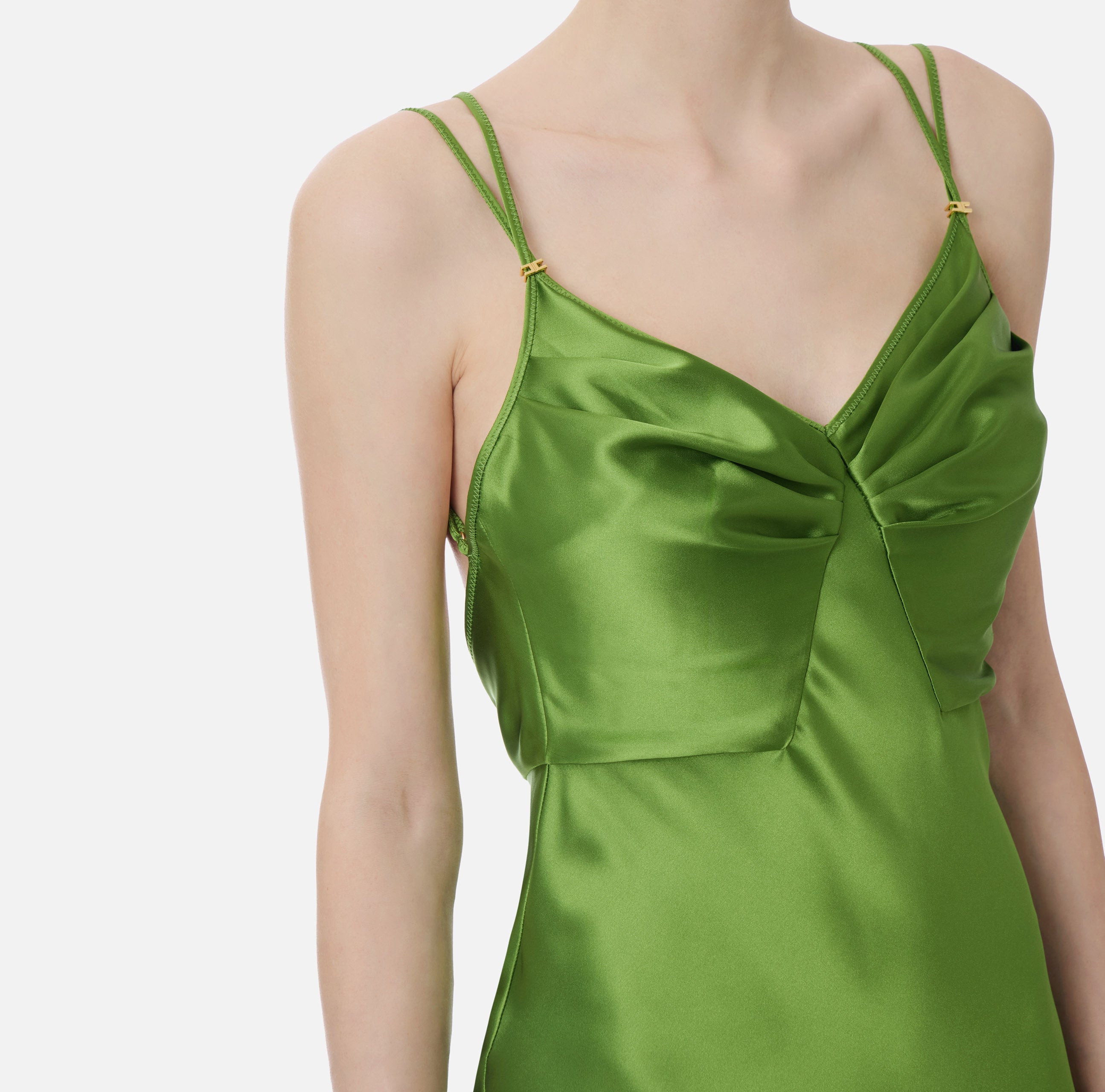 ELISABETTA FRANCHI Abito Red Carpet Raso Sirena-Aloe