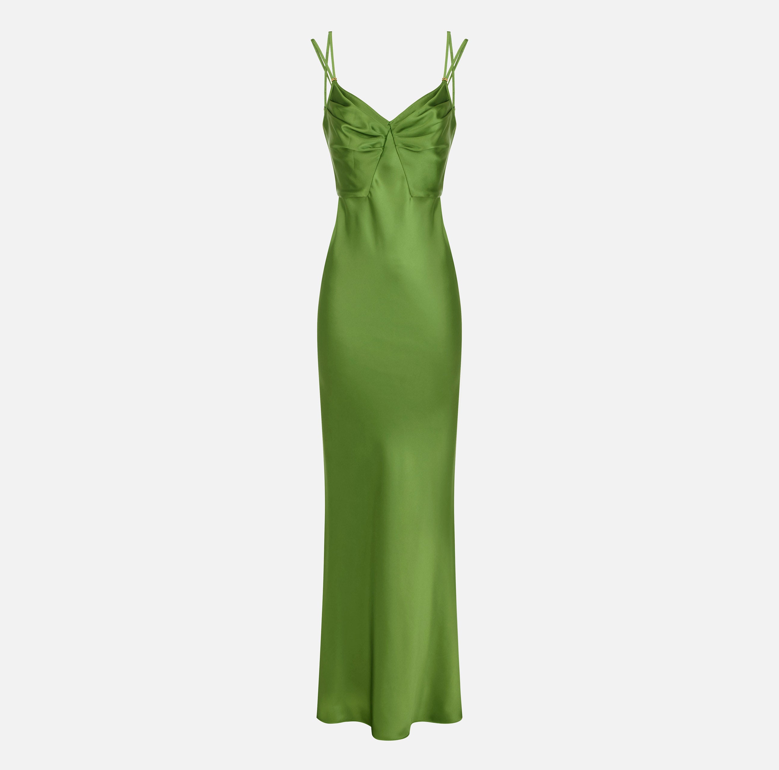 ELISABETTA FRANCHI Abito Red Carpet Raso Sirena-Aloe