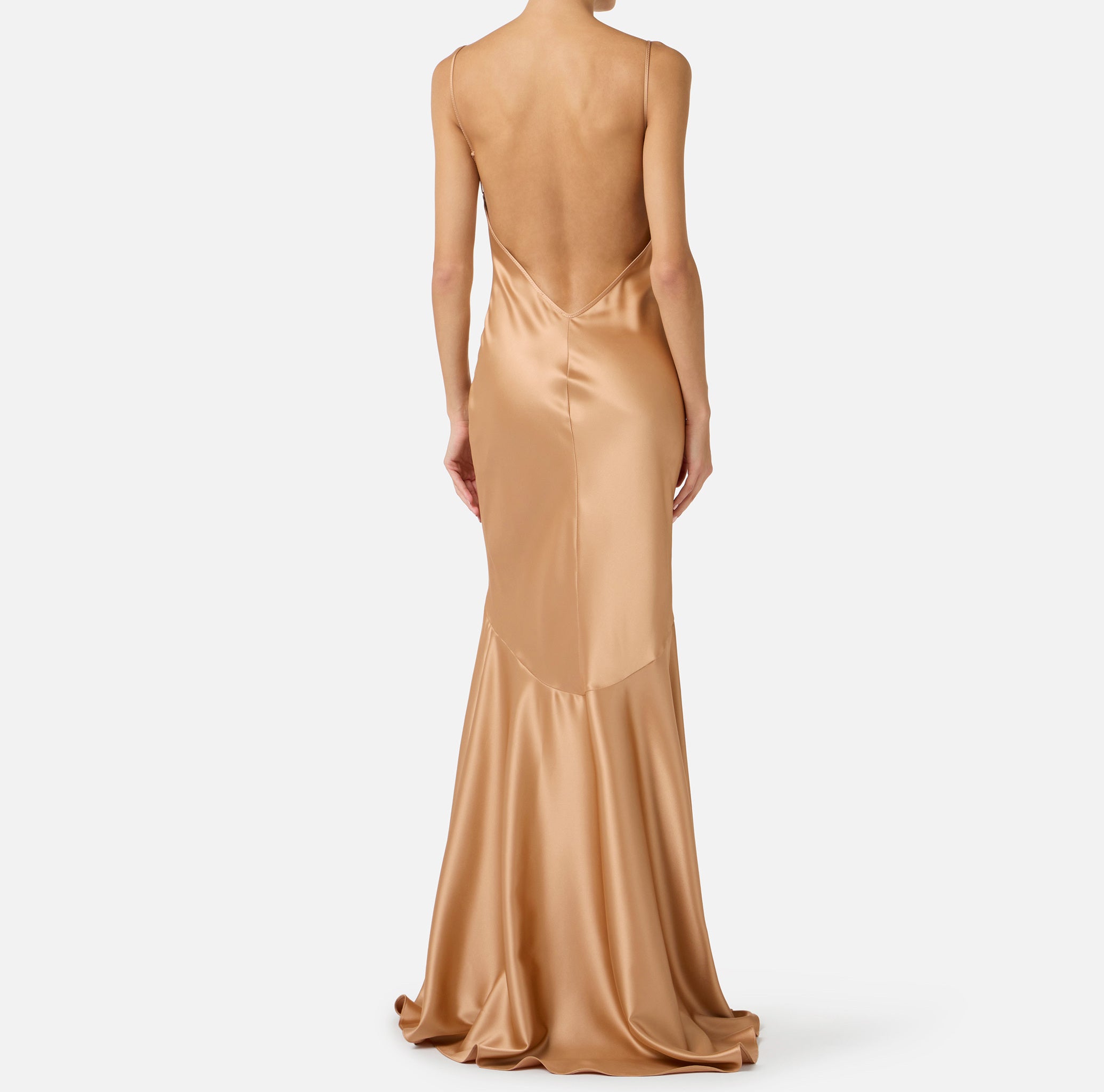 ELISABETTA FRANCHI Abito Red Carpet Raso Traingolo-Suede