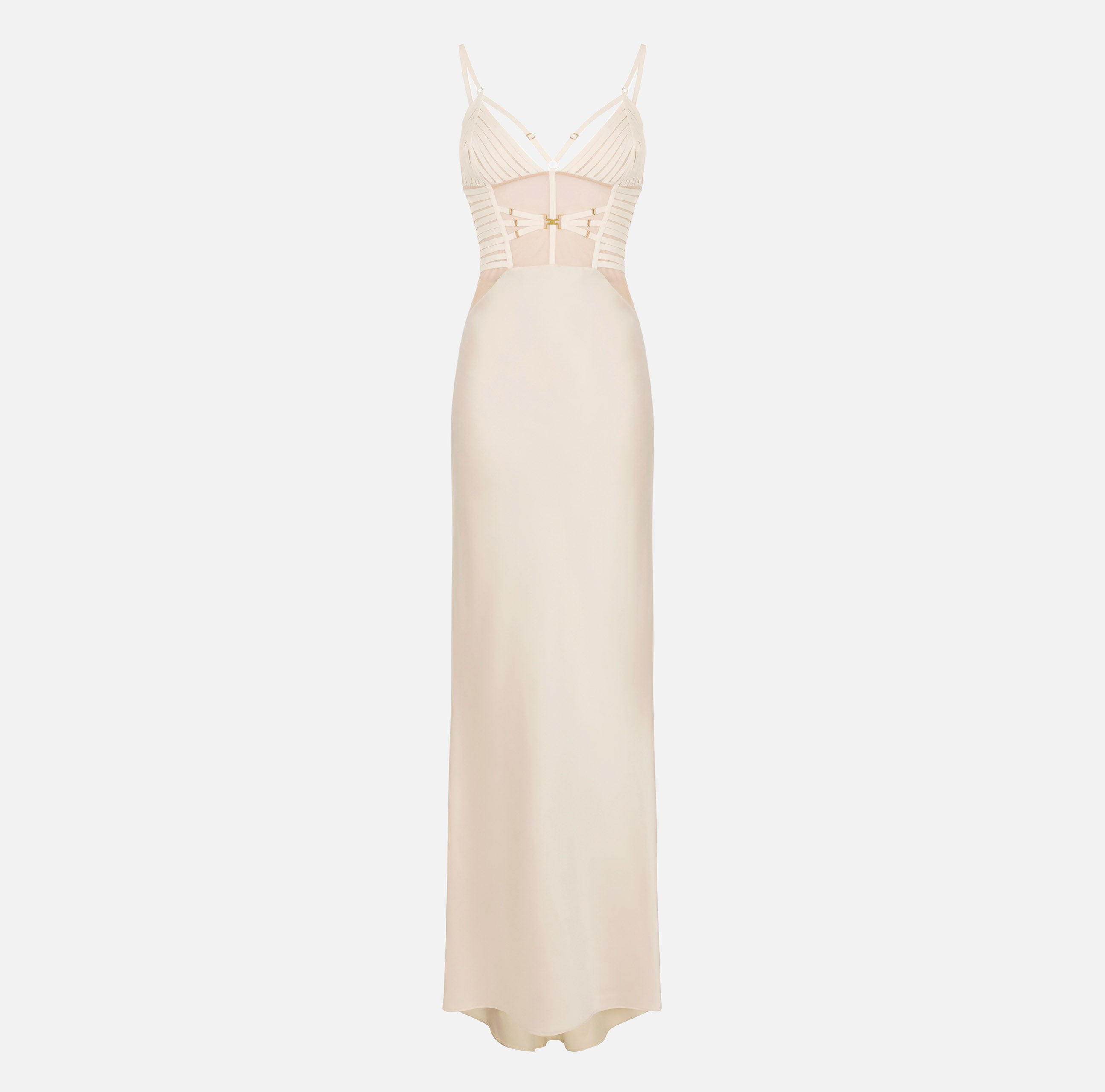 ELISABETTA FRANCHI Abito Red Carpet Raso Elastici-Avena