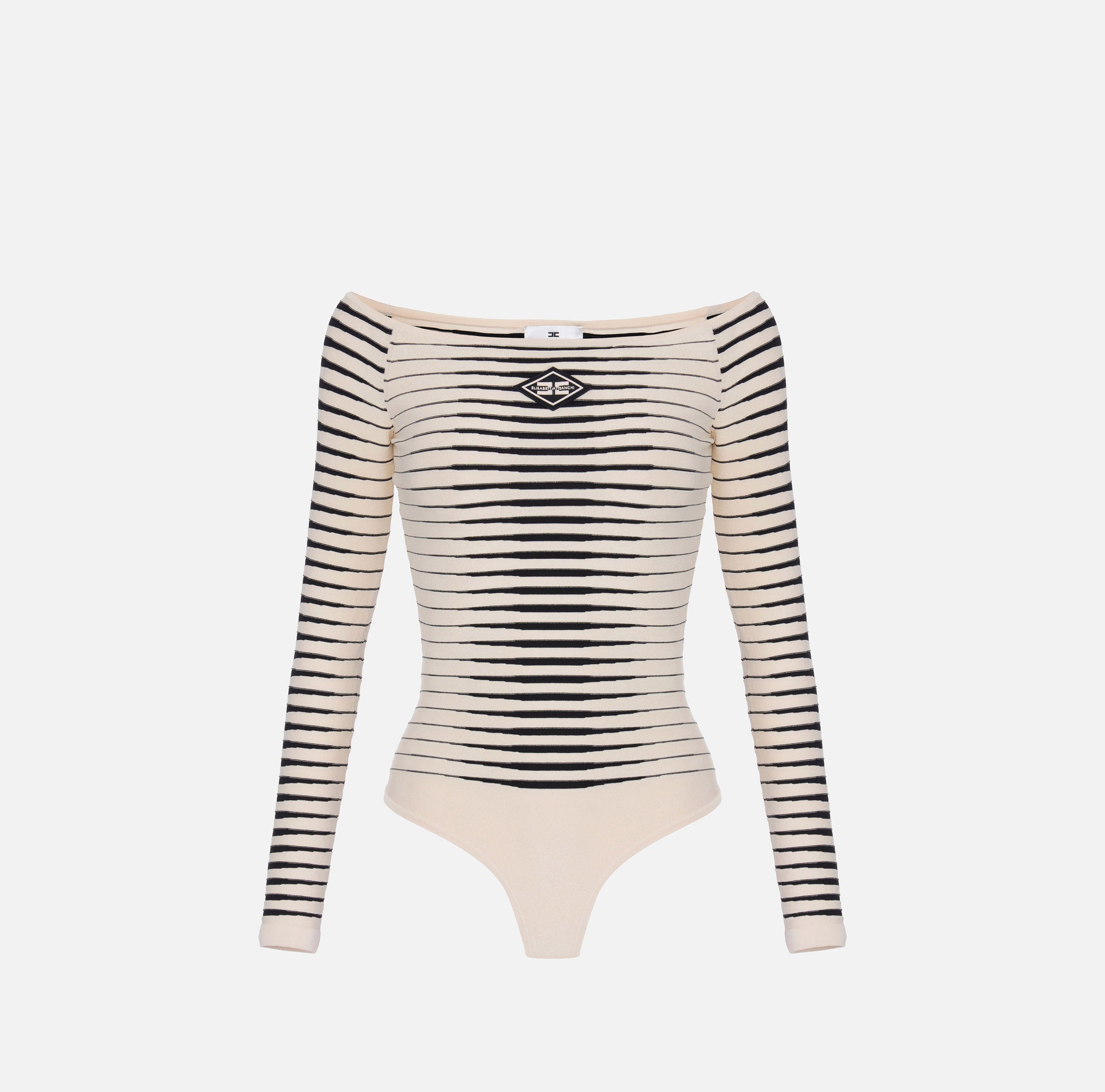 ELISABETTA FRANCHI Body Maglia Jacquard Zebra-Burro Nero