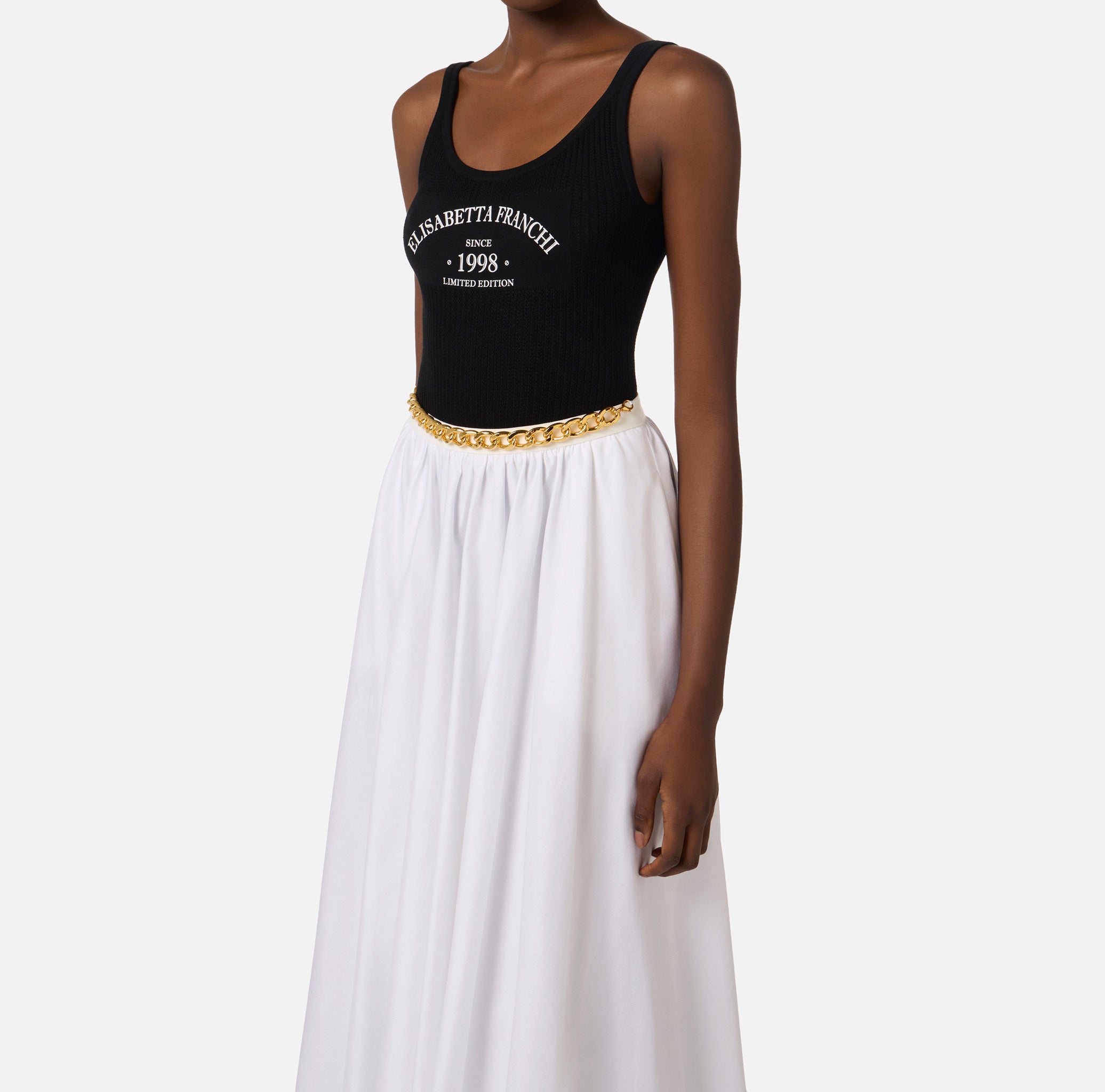 ELISABETTA FRANCHI Body Maglia Stampa Logo-Nero