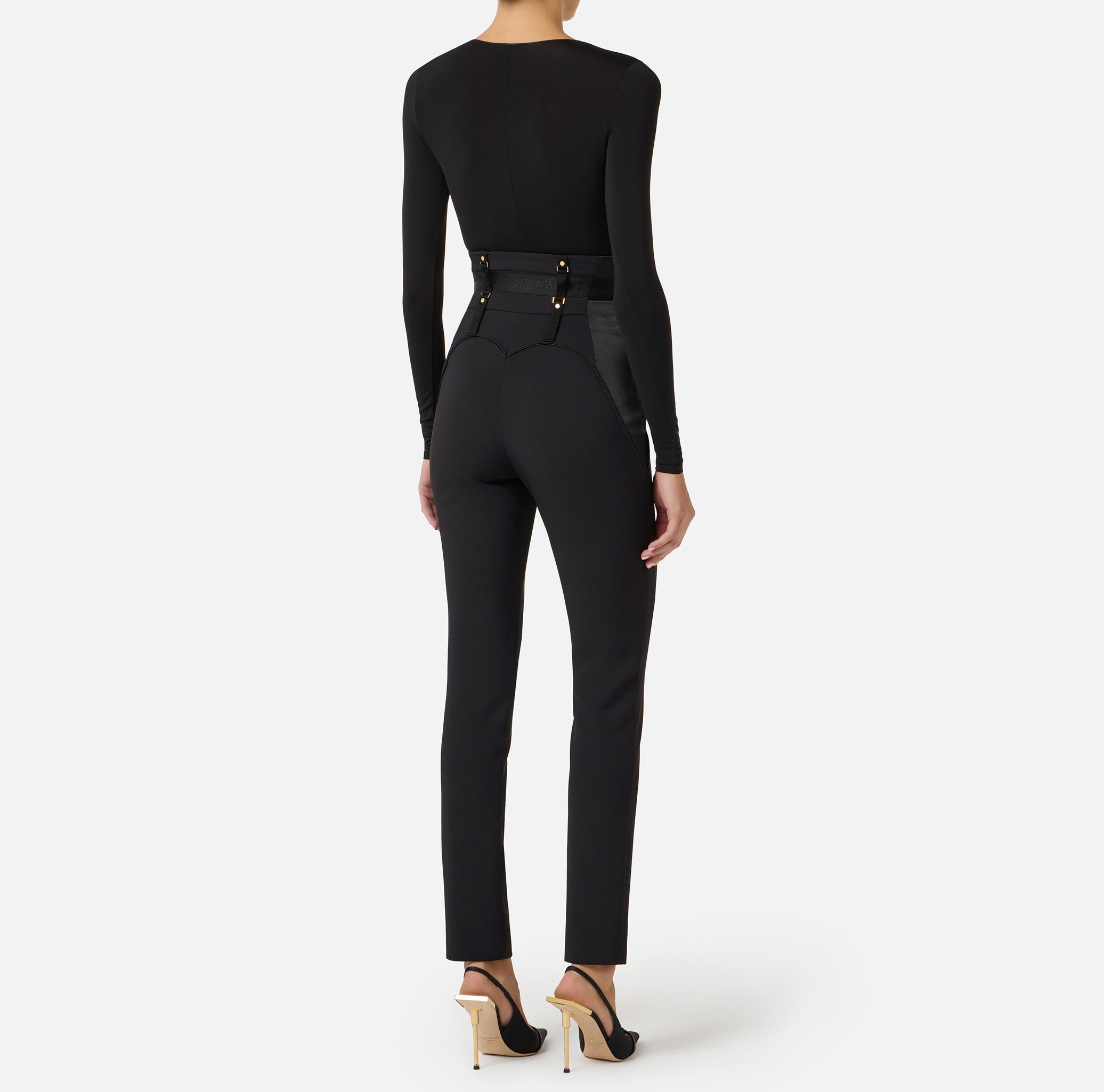 ELISABETTA FRANCHI Body Jersey Crêpe Drappeggio-Nero