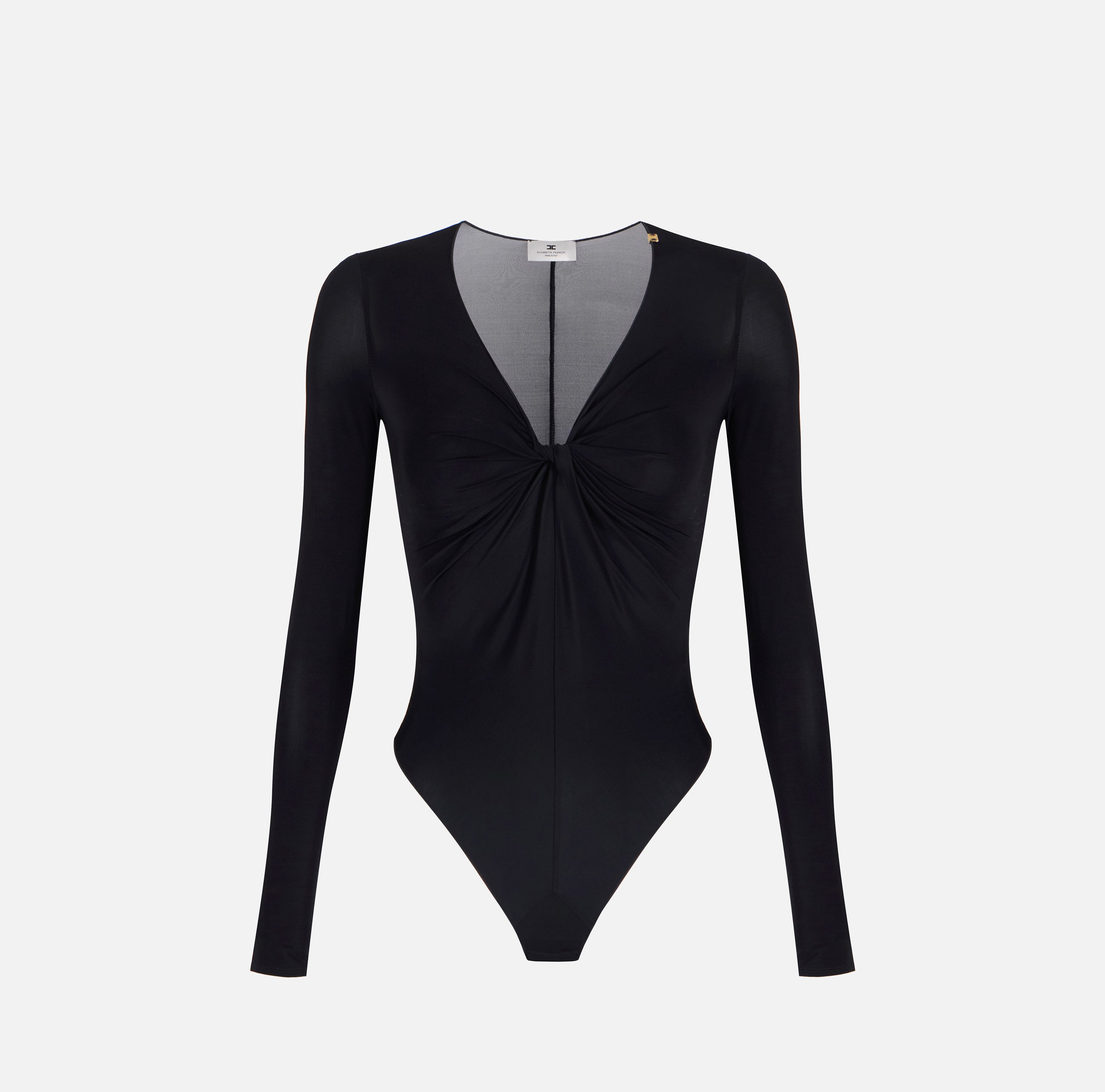 ELISABETTA FRANCHI Body Jersey Crêpe Drappeggio-Nero