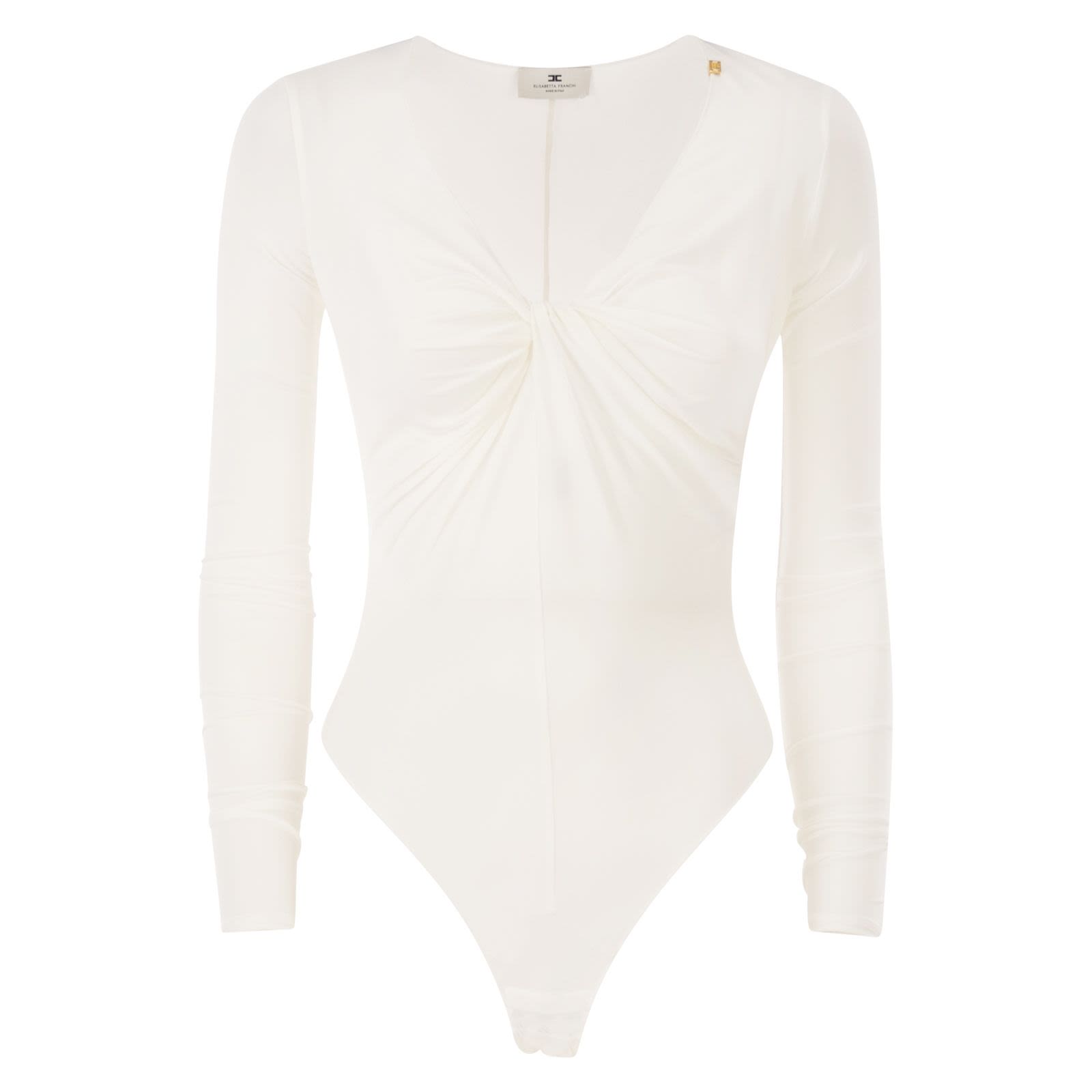 ELISABETTA FRANCHI Body Jersey Crêpe Drappeggio-Avorio