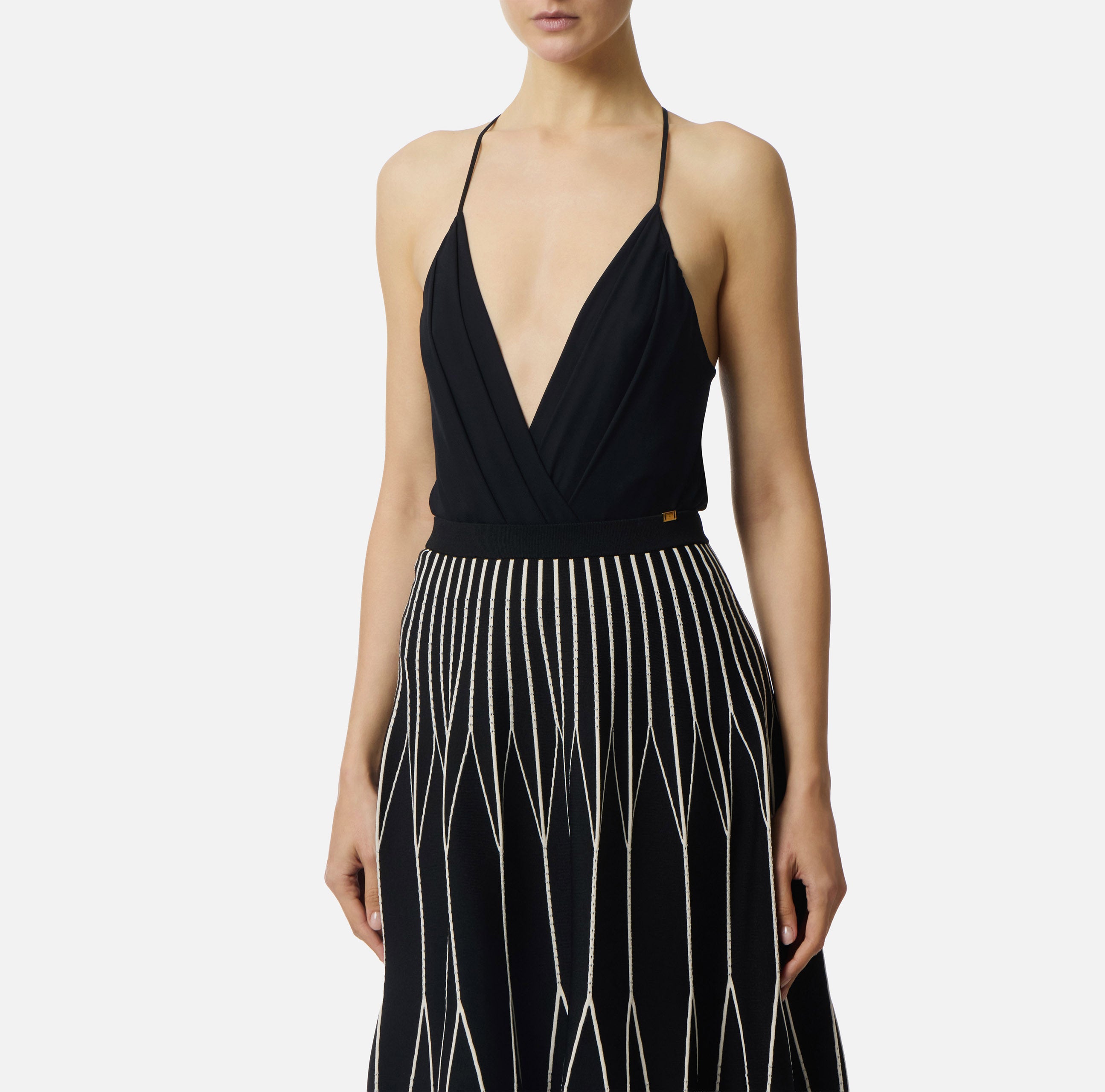 ELISABETTA FRANCHI Body Georgette Viscosa-Nero