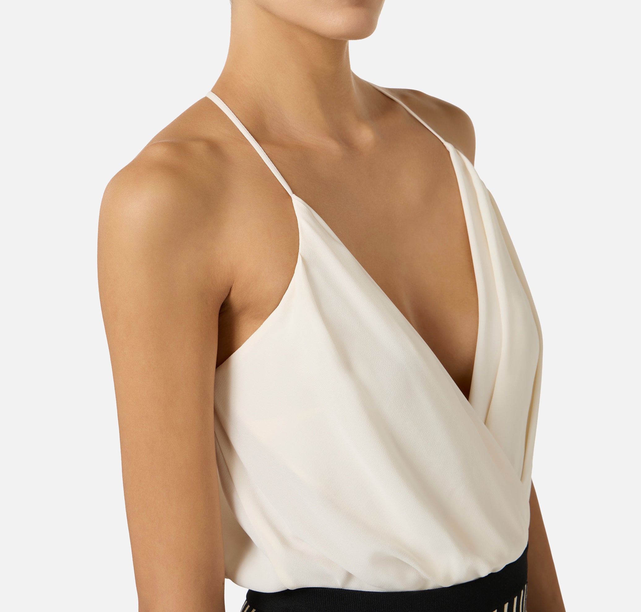 ELISABETTA FRANCHI Body Georgette Viscosa-Burro