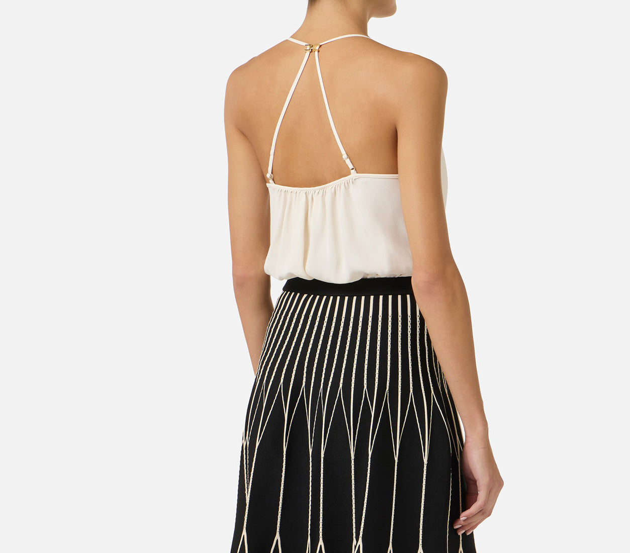 ELISABETTA FRANCHI Body Georgette Viscosa-Burro