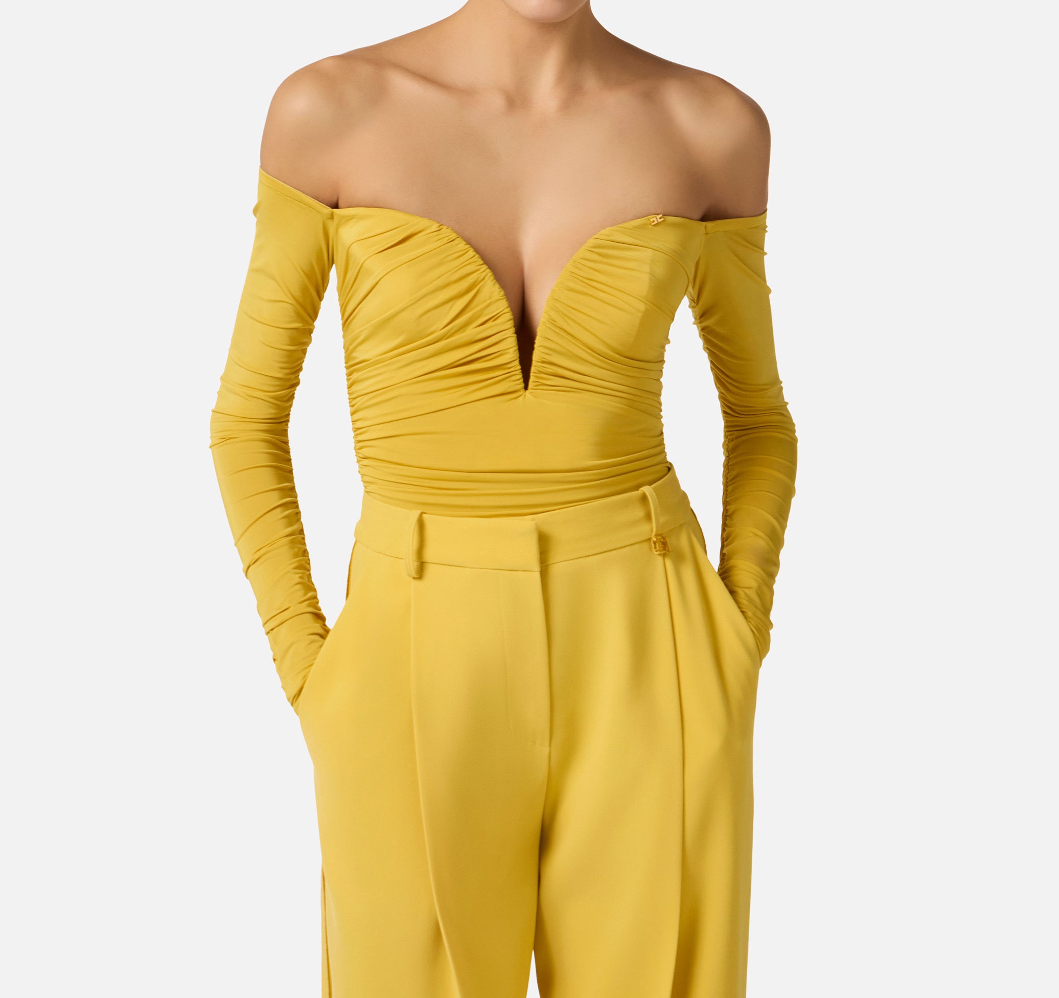 ELISABETTA FRANCHI Body jersey crêpe Drappeggiato-Sun