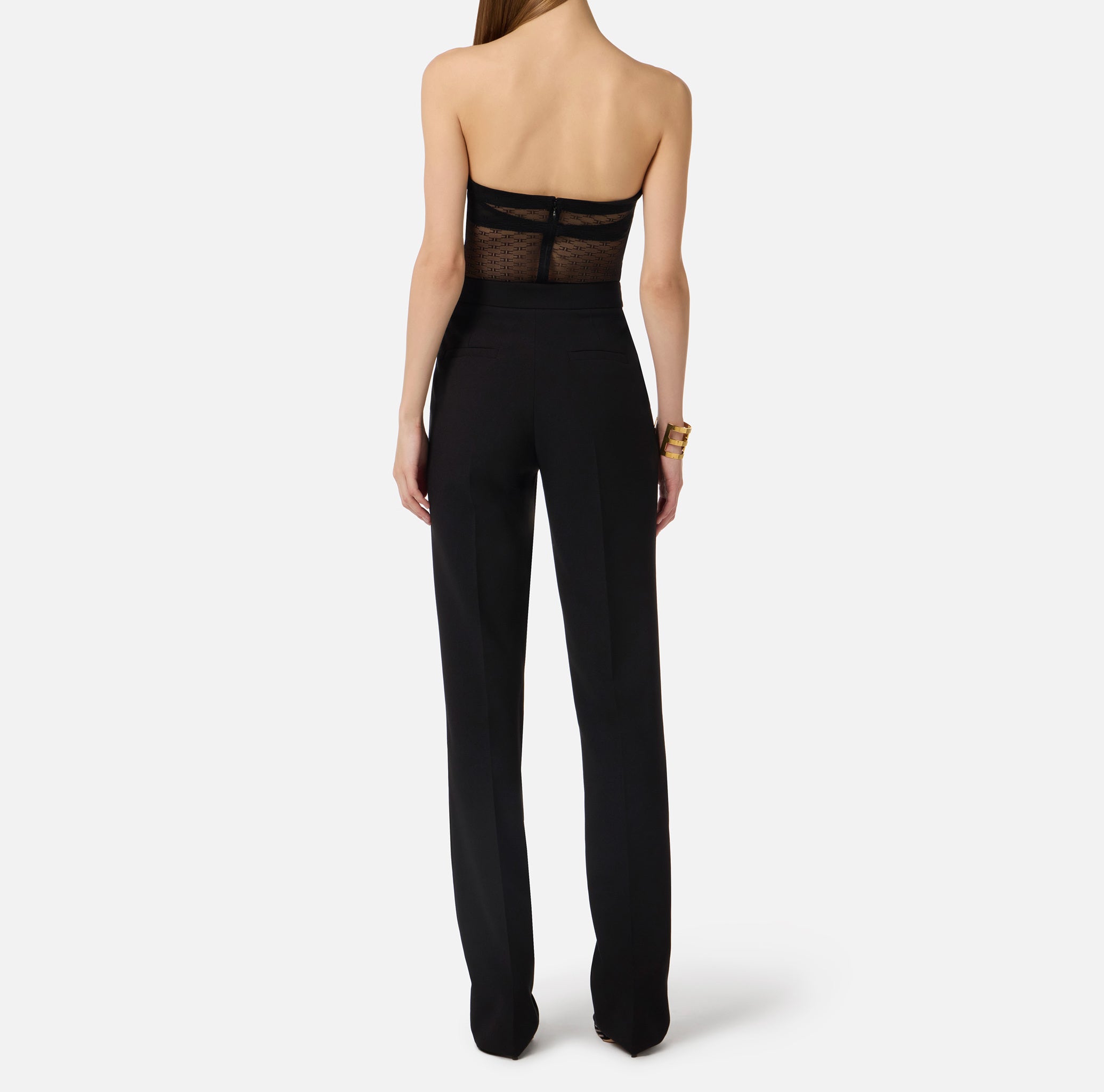ELISABETTA FRANCHI Body Tulle Jacquard Raso-Nero