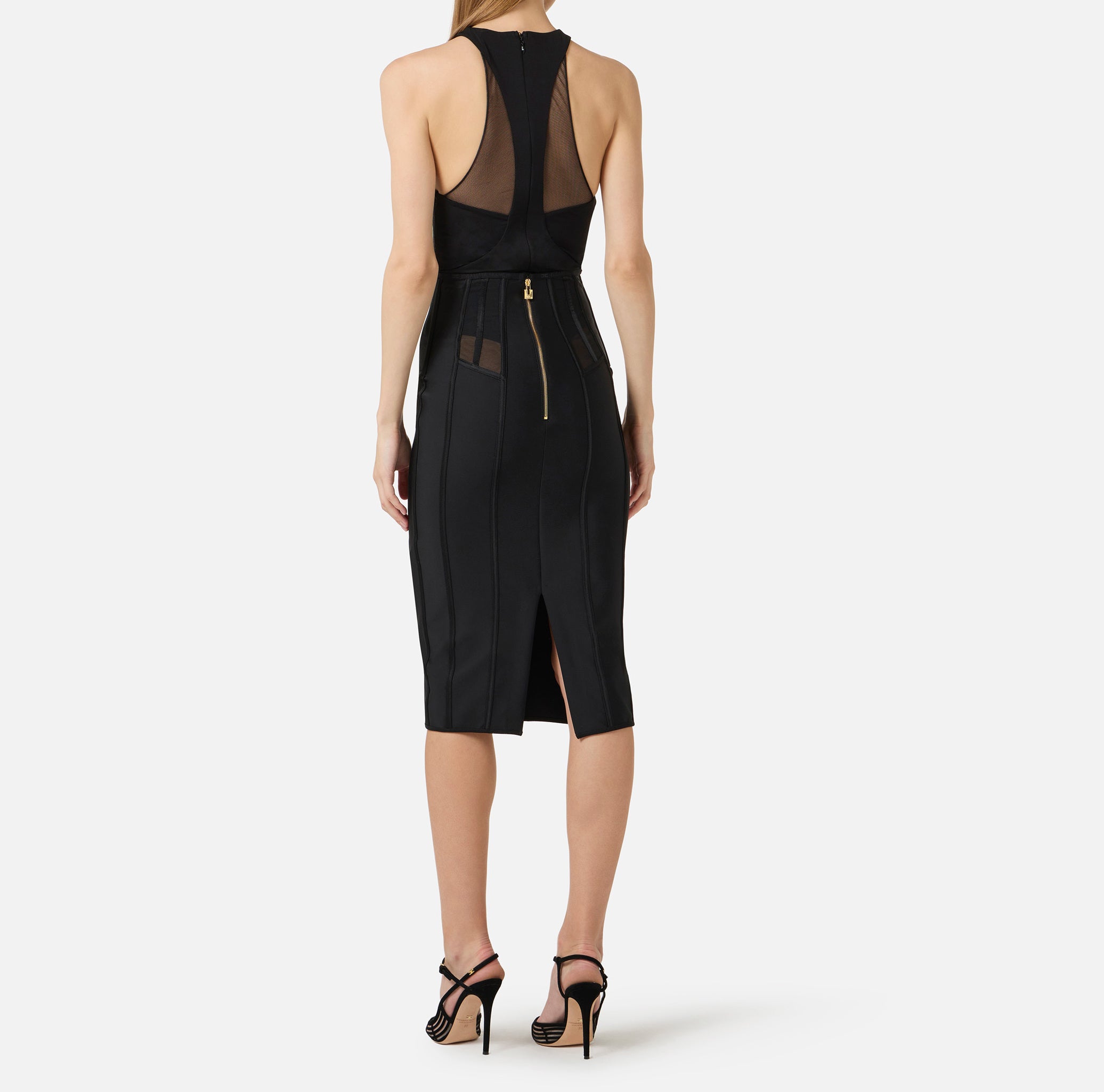 ELISABETTA FRANCHI Body Jersey Tullle Cut-Out-Nero