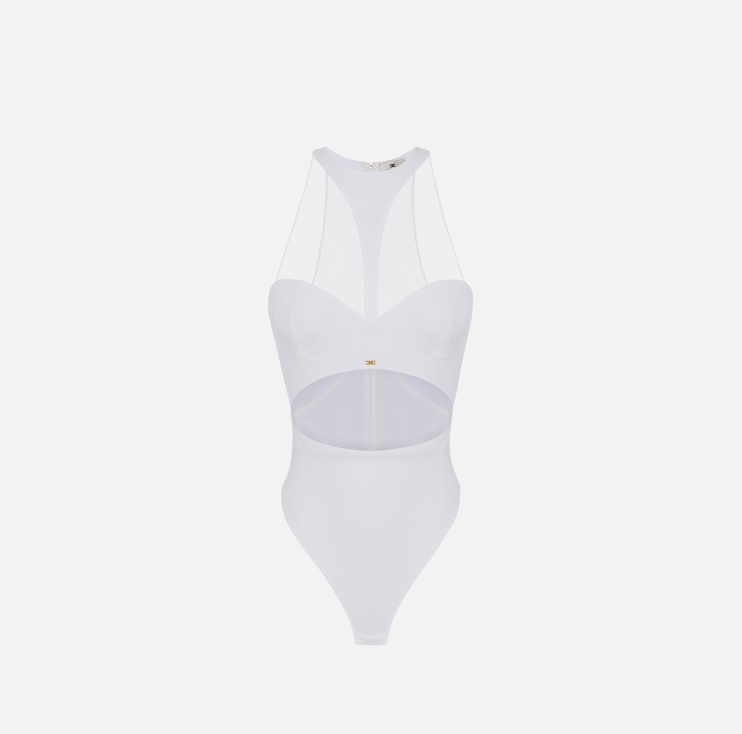 ELISABETTA FRANCHI Body Jersey Tulle Cut-Out-Avorio