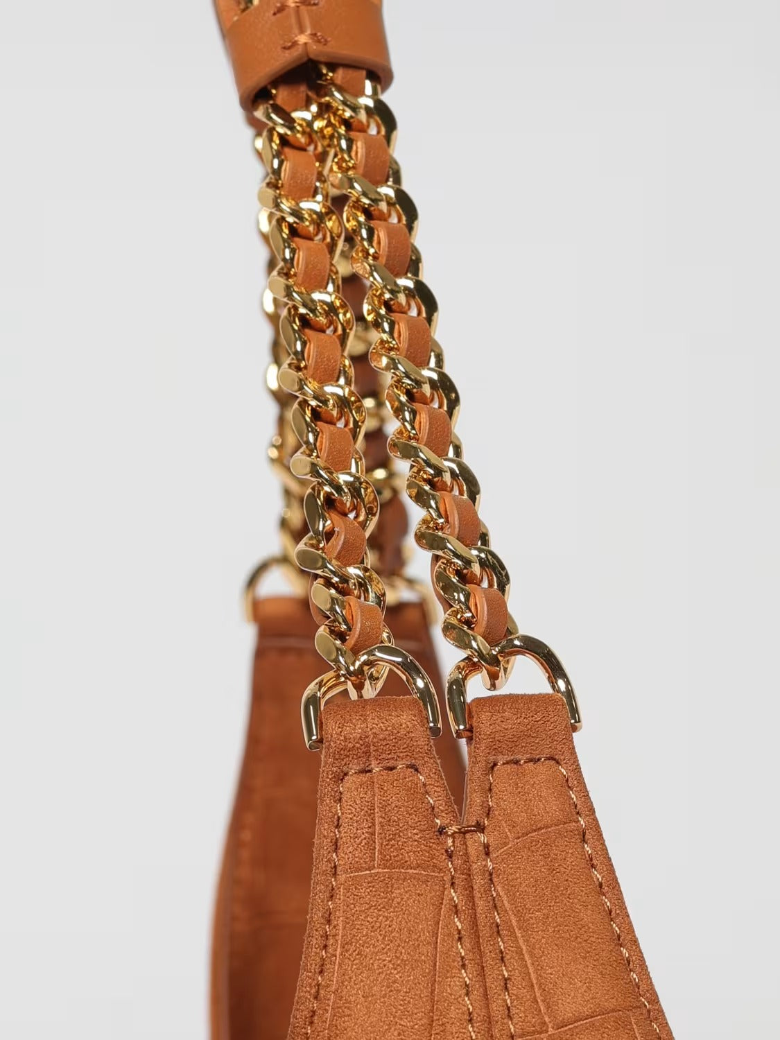 ELISABETTA FRANCHI Borsa Hobo Suede Coccodrillo-Cuoio