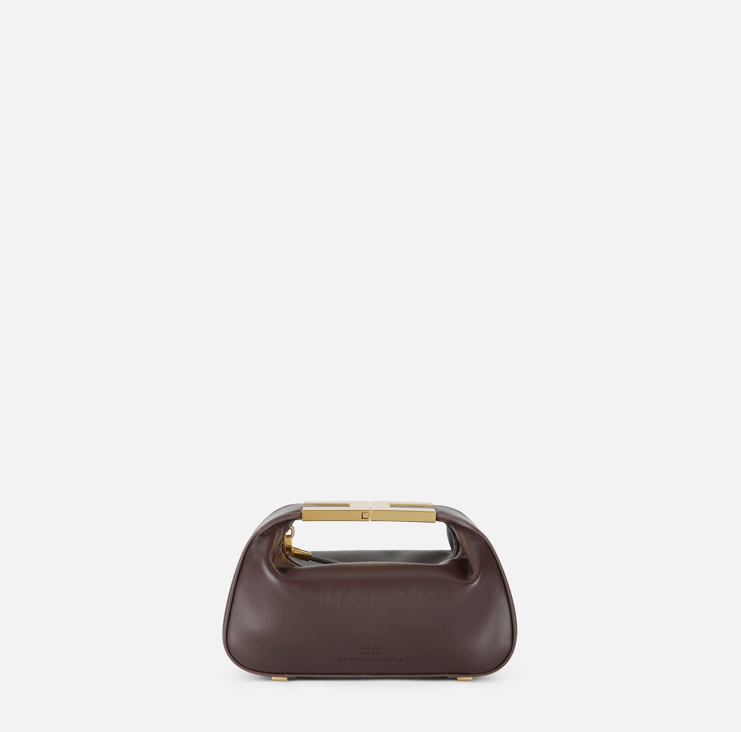 ELISABETTA FRANCHI Borsa Hobo Manico Logo-Cacao