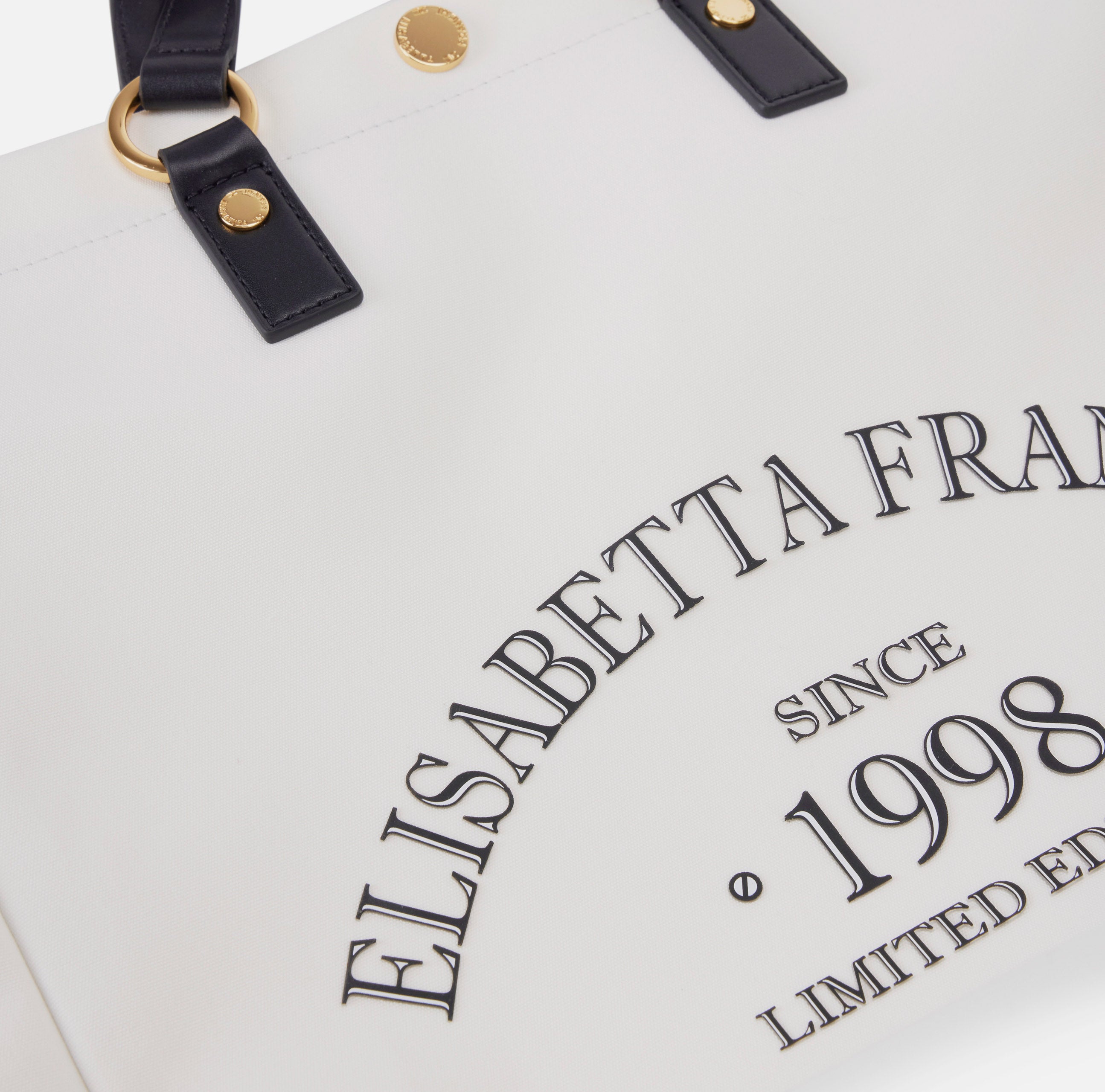 ELISABETTA FRANCHI Borsa Tote Canvas-Avorio/Nero