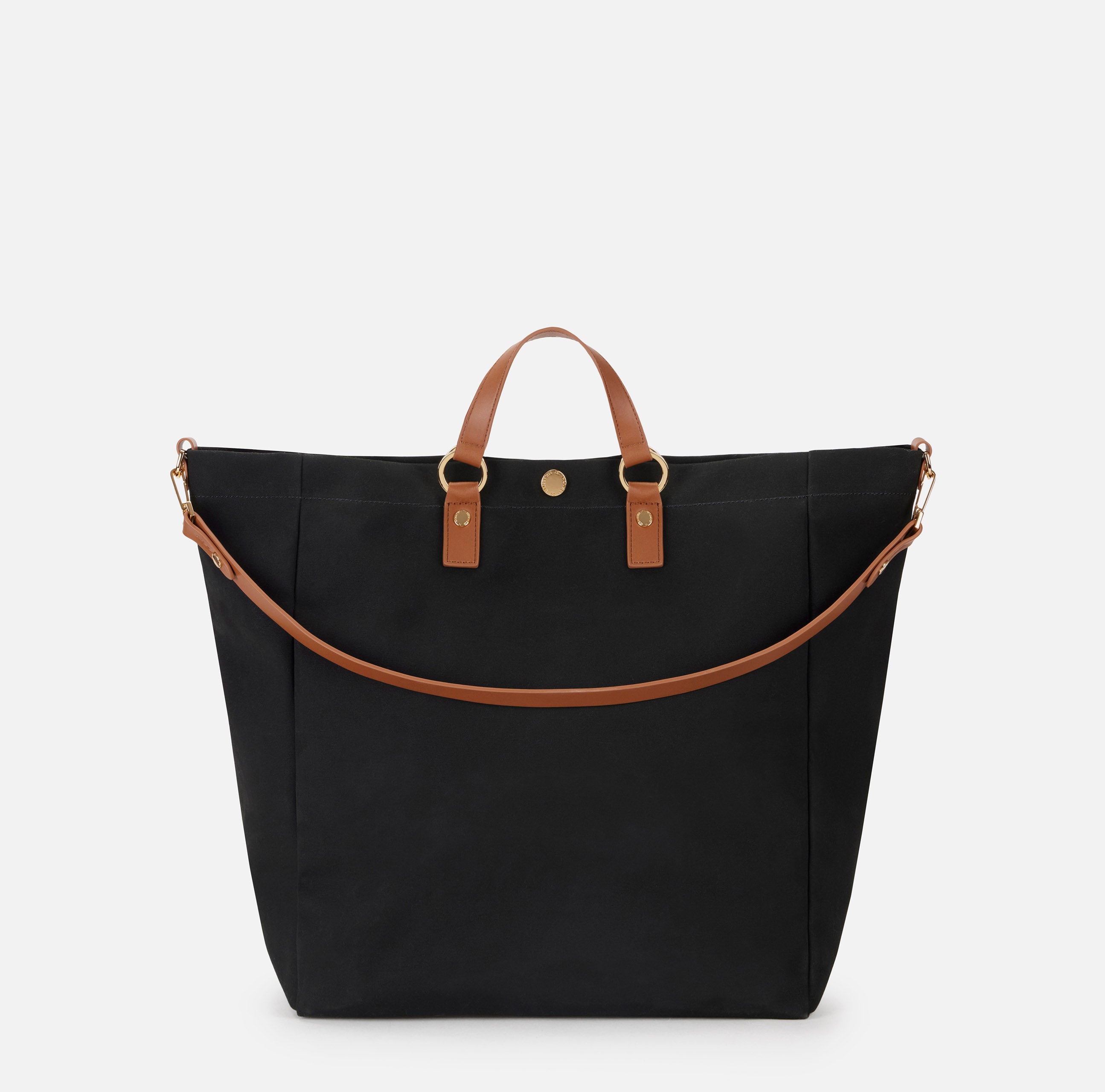 ELISABETTA FRANCHI Borsa Tote Canvas-Nero/Cuoio