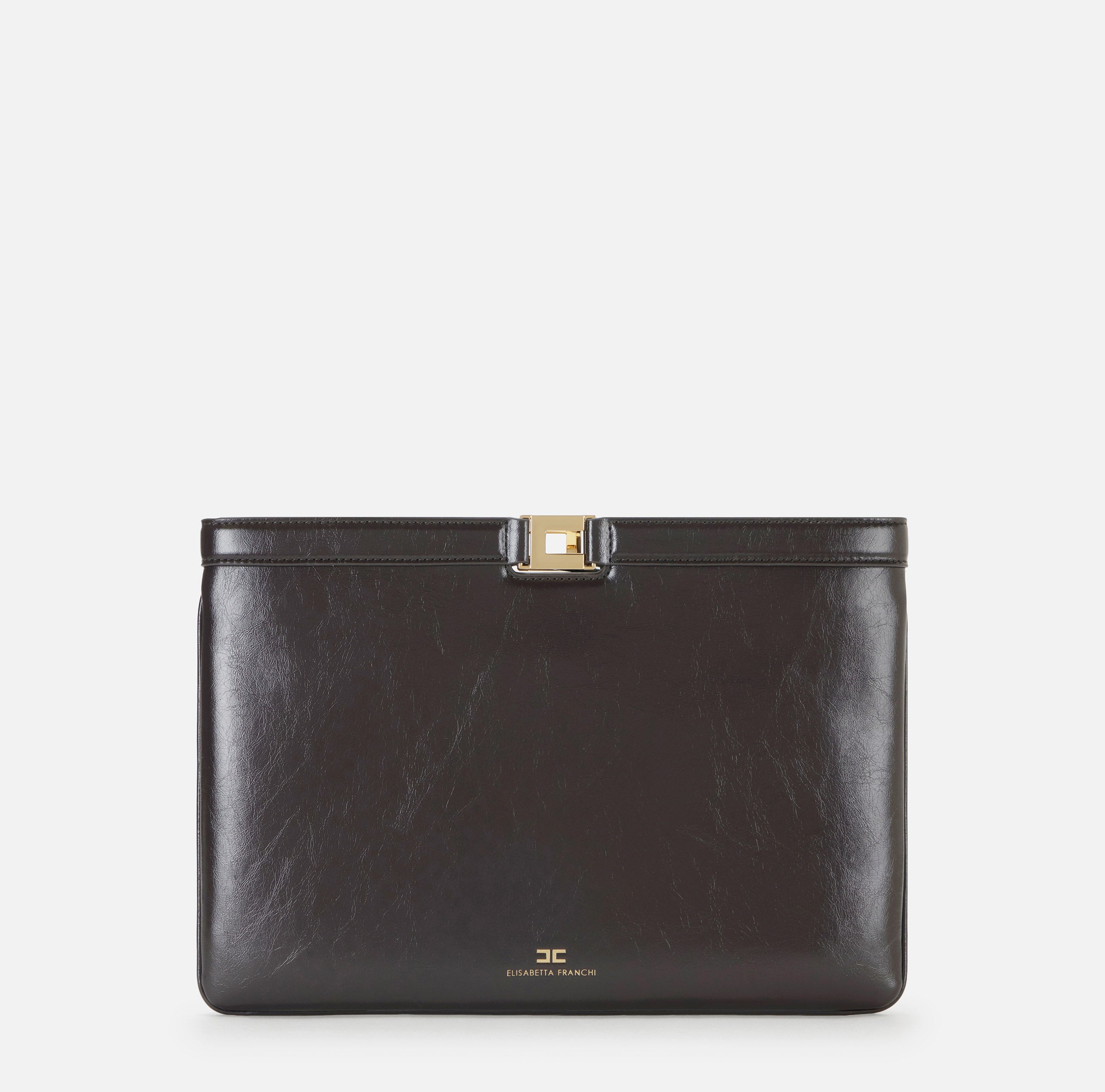 ELISABETTA FRANCHI Borsa Busta Ecopelle Naplak-Dark Chocolate