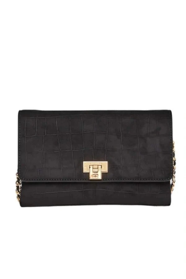 ELISABETTA FRANCHI Borsa Tracolla Ecosuede Coccodrillo-Nero