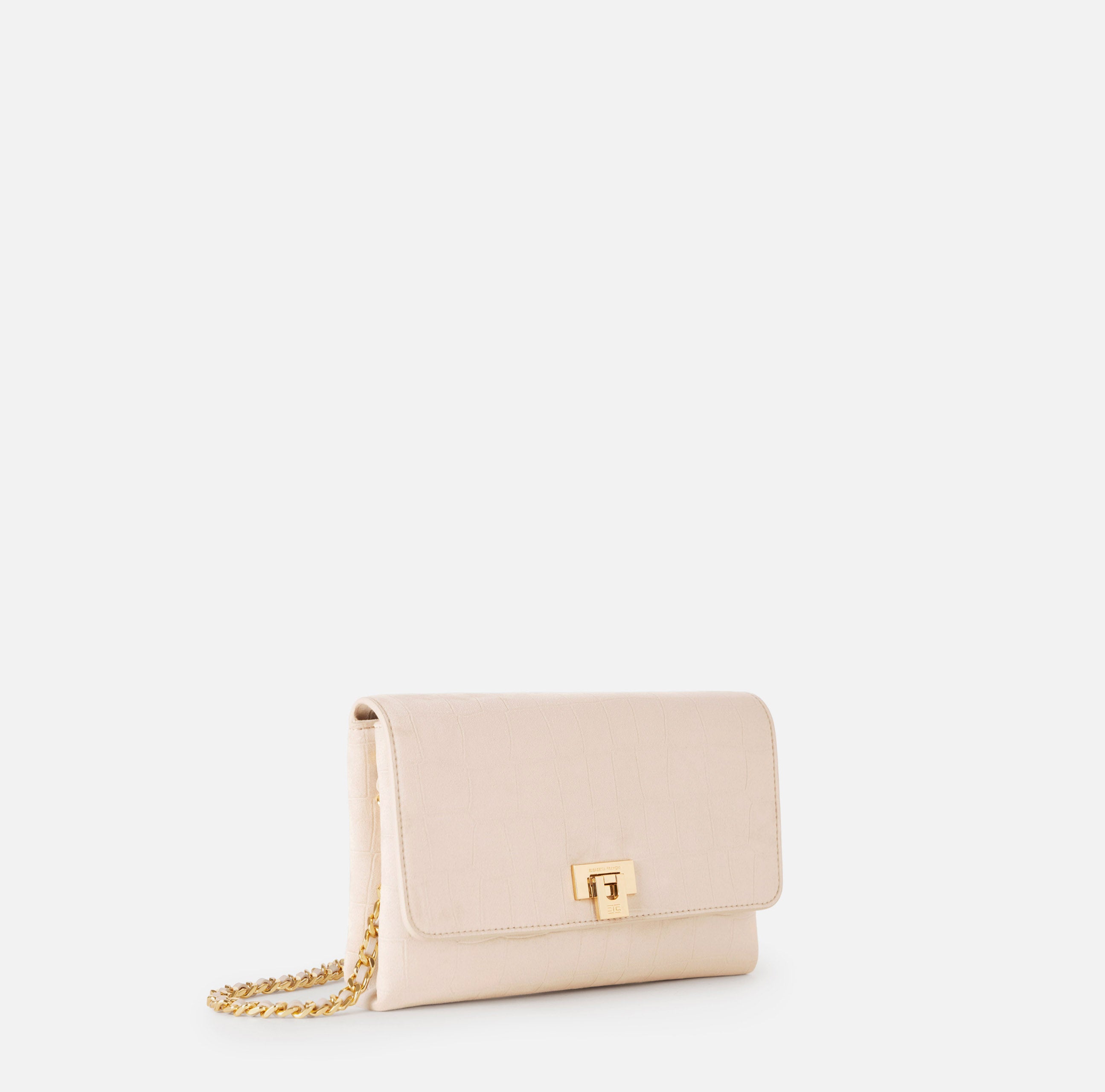 ELISABETTA FRANCHI Borsa Tracolla Ecosuede Coccodrillo-Vaniglia