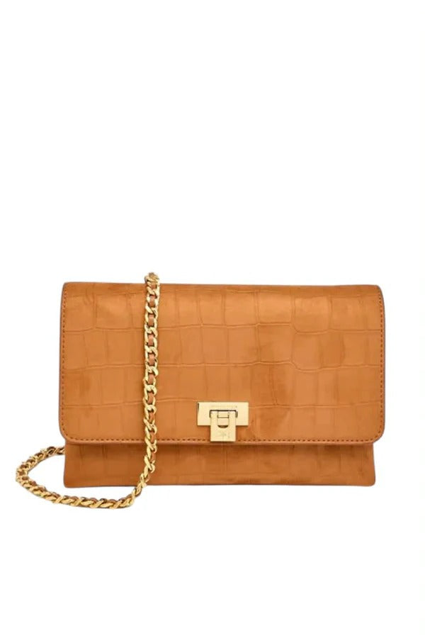 ELISABETTA FRANCHI Borsa Tracolla Ecosuede Coccodrillo-Cuoio