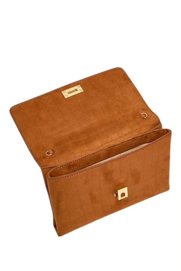 ELISABETTA FRANCHI Borsa Tracolla Ecosuede Coccodrillo-Cuoio