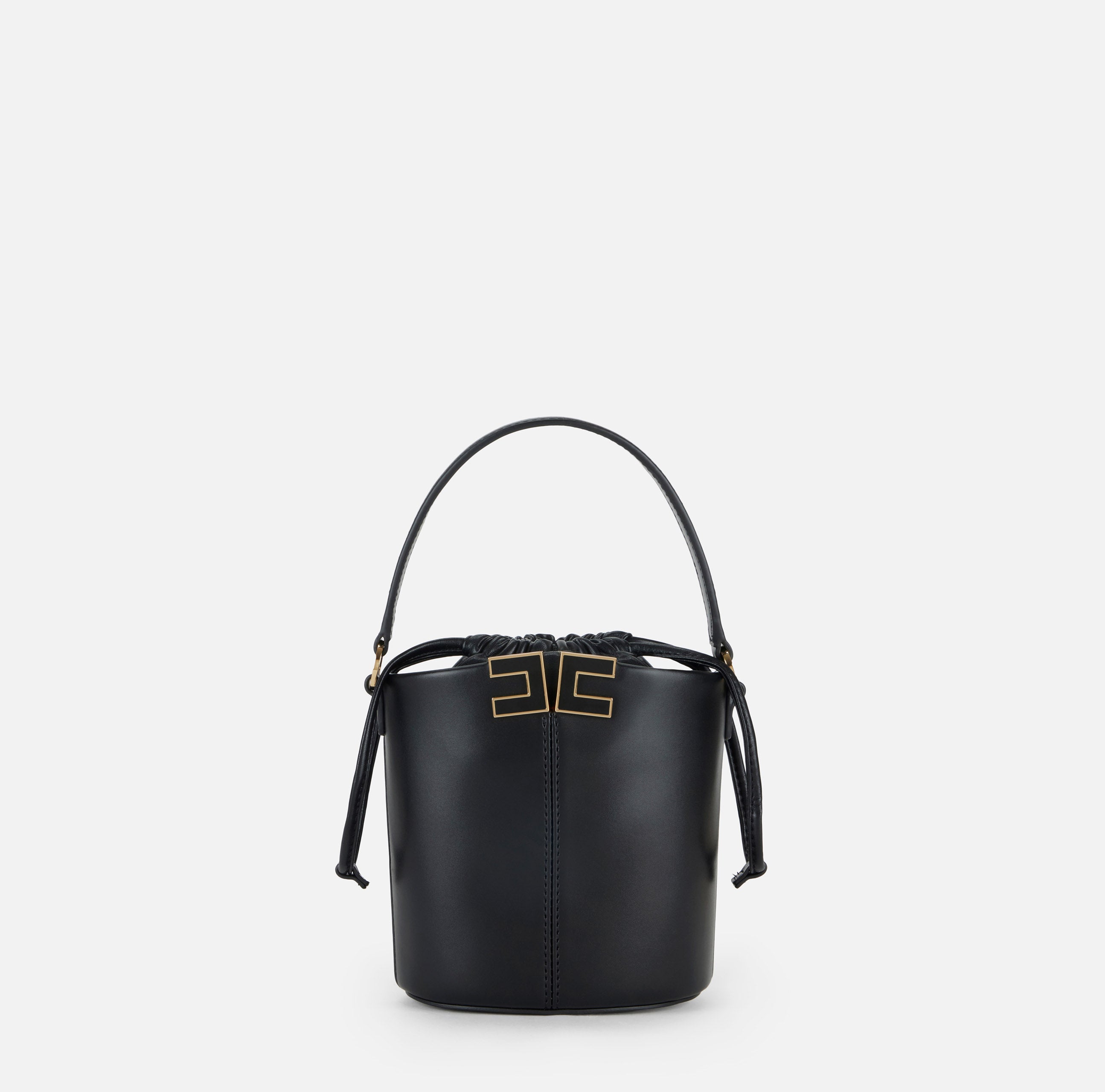 ELISABETTA FRANCHI Borsa Secchiello Ecopelle Logo-Nero