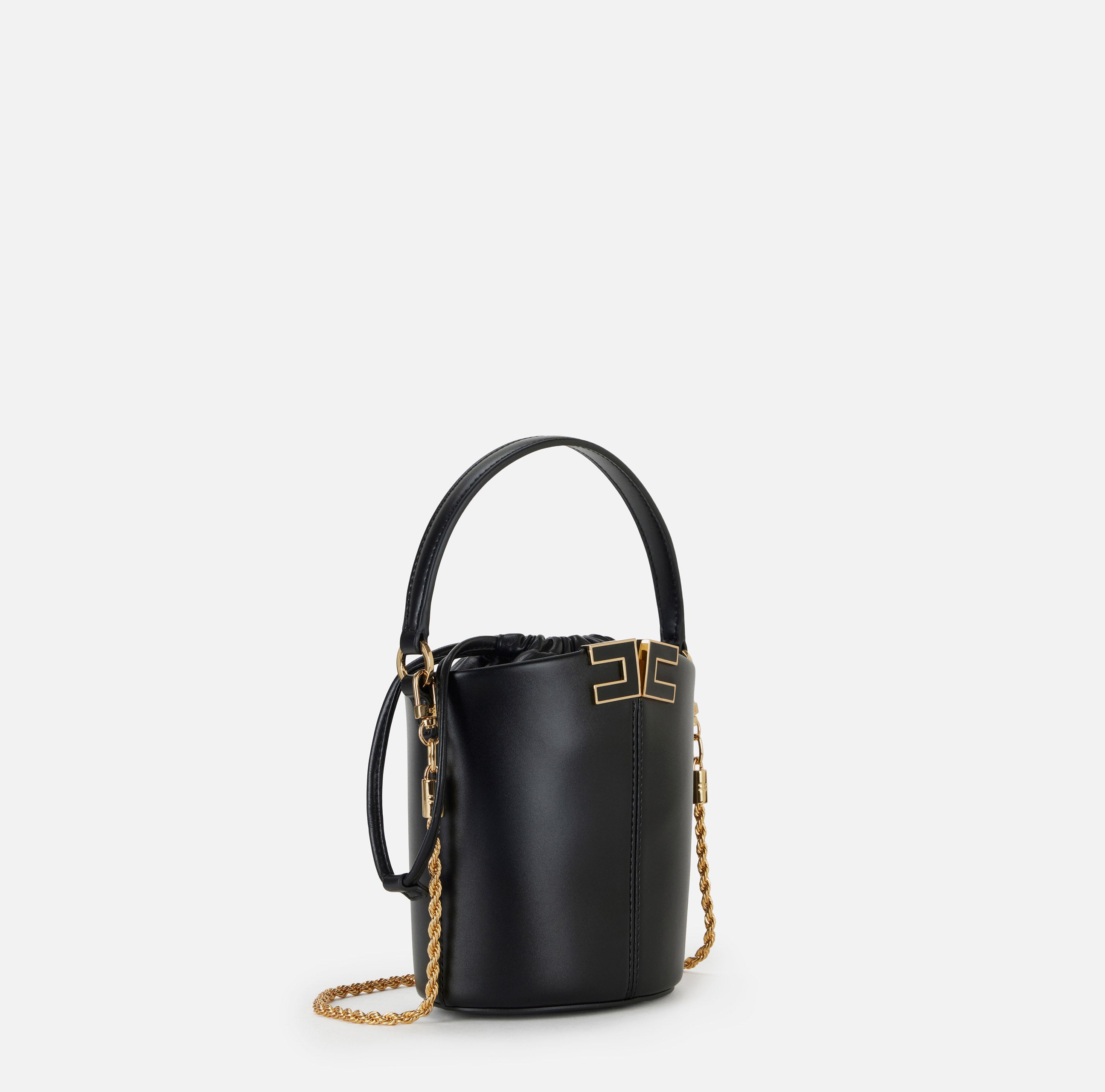 ELISABETTA FRANCHI Borsa Secchiello Ecopelle Logo-Nero