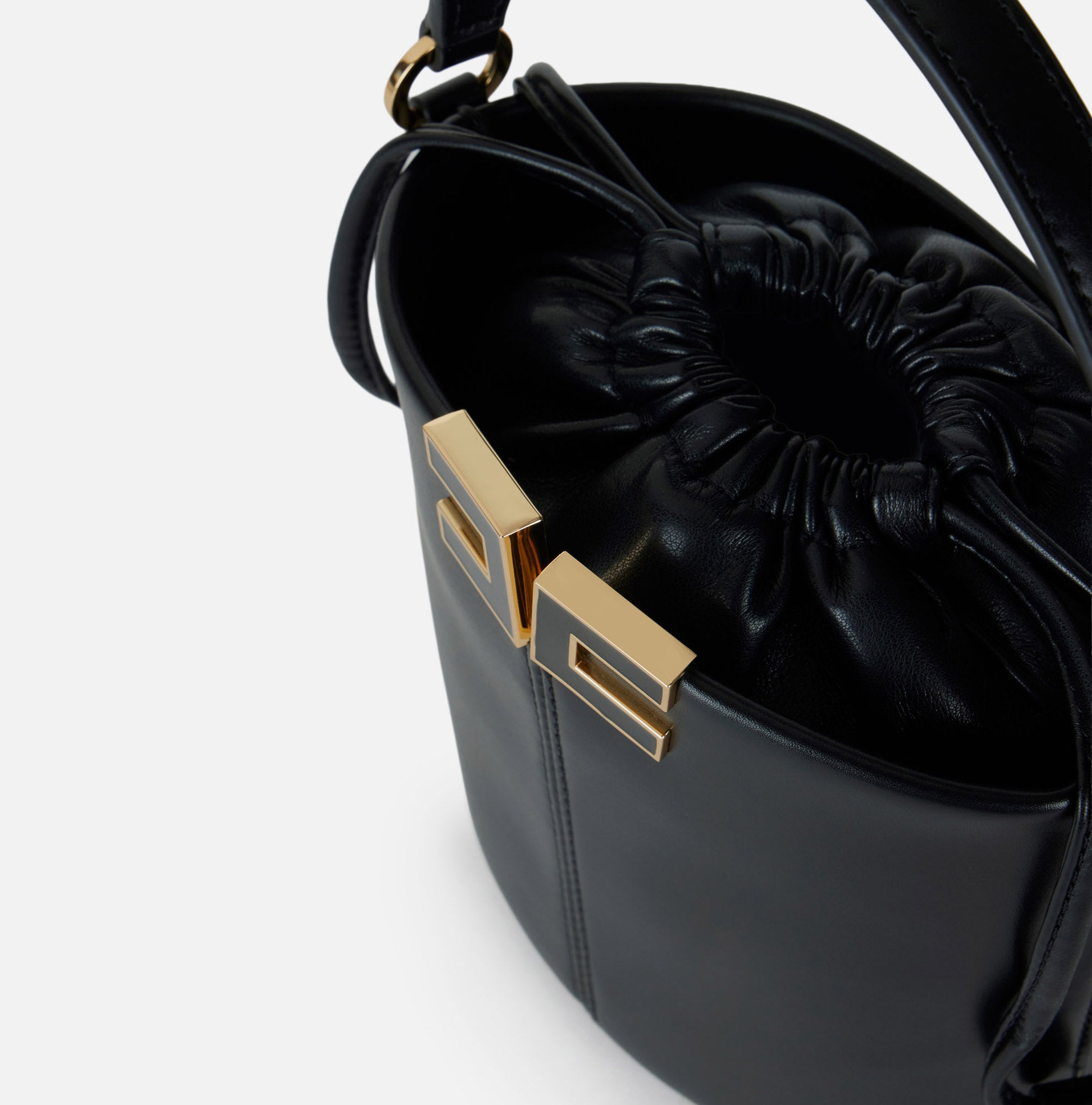 ELISABETTA FRANCHI Borsa Secchiello Ecopelle Logo-Nero