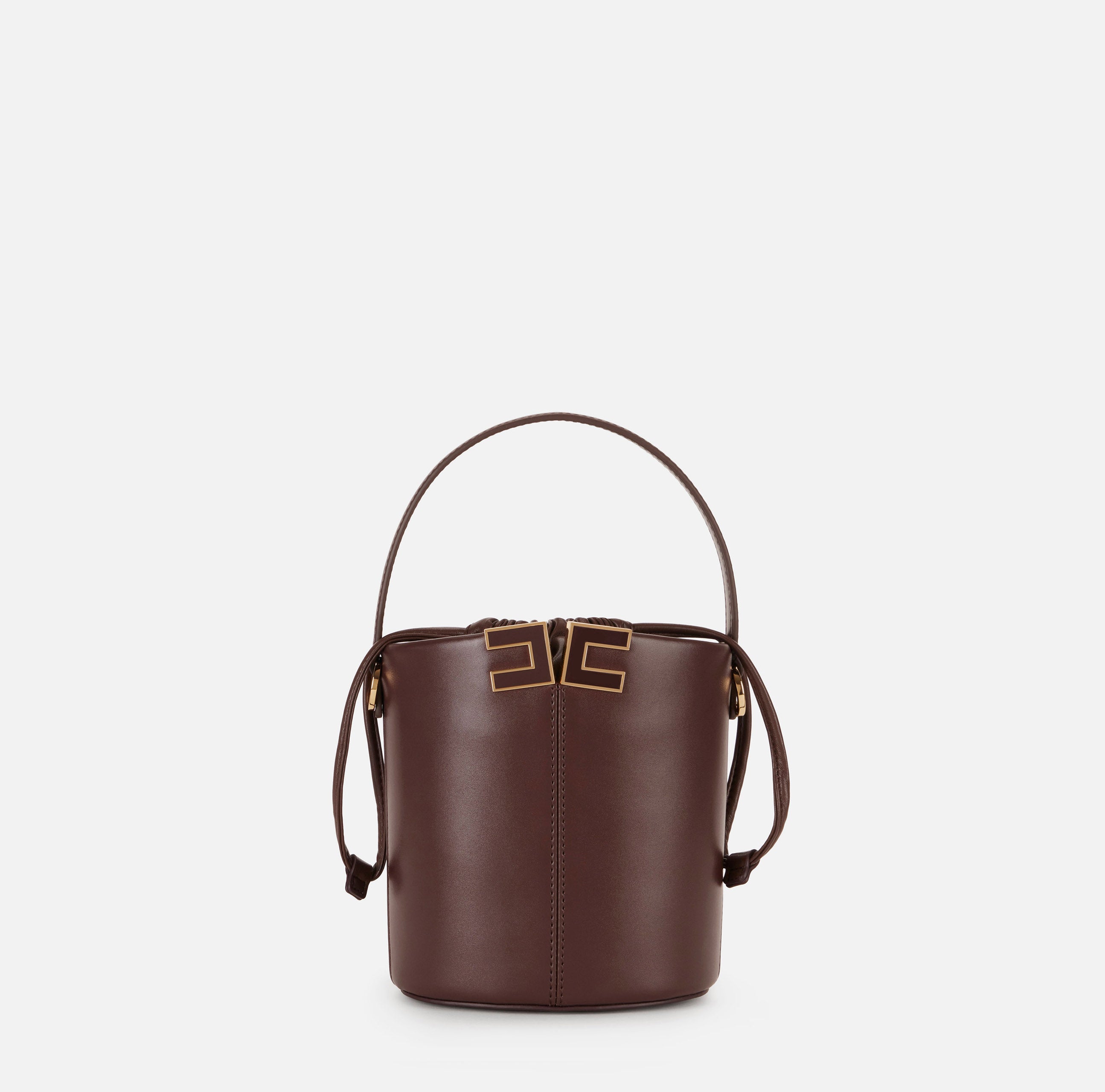 ELISABETTA FRANCHI Borsa Secchiello Ecopelle Logo-Cacao