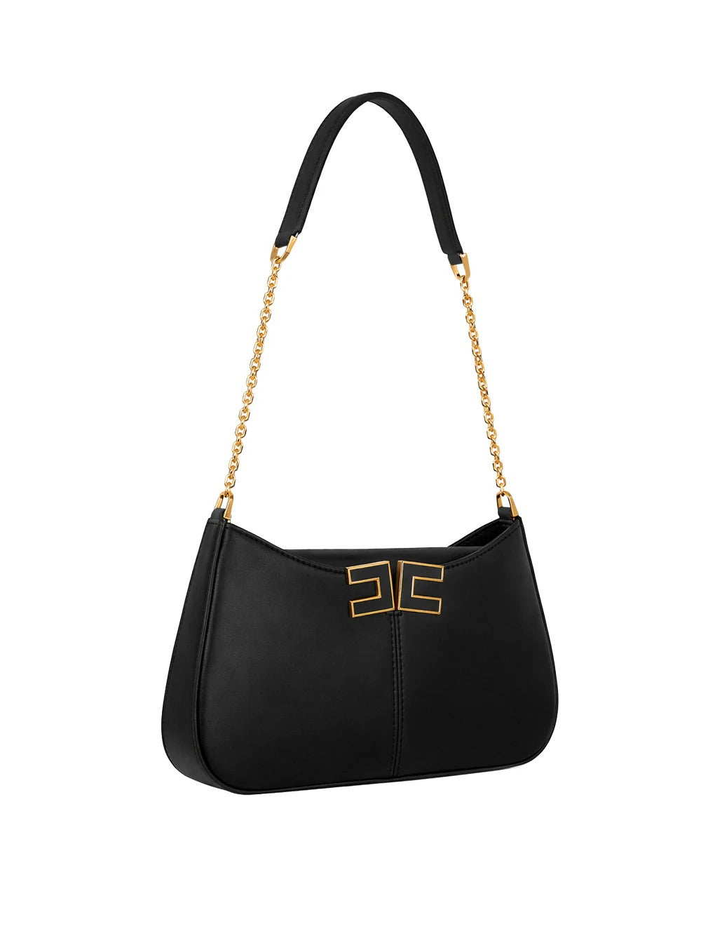 ELISABETTA FRANCHI Borsa a Spalla Ecopelle Logo-Nero